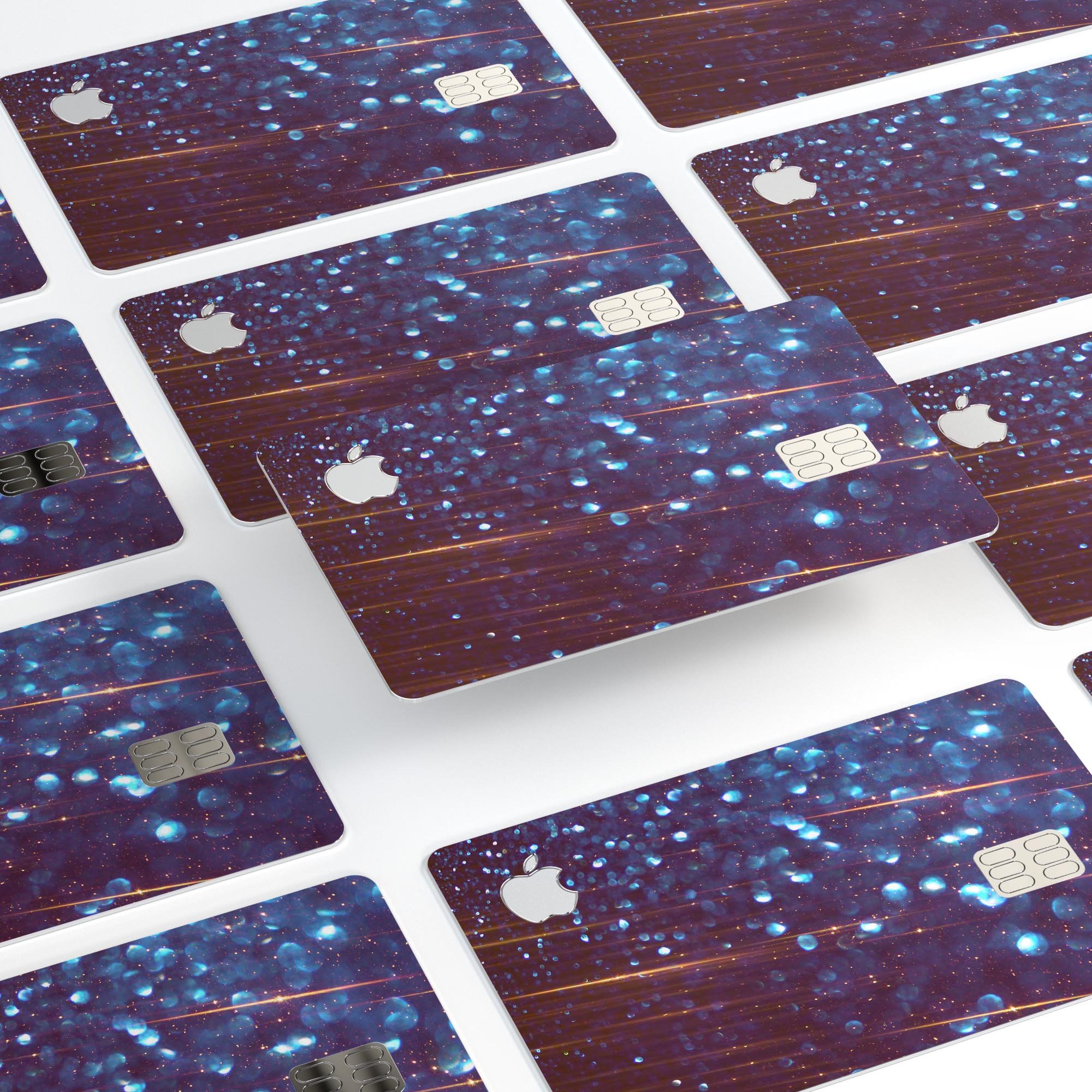 Dark Radiant Orbs of Blue decal on an Apple Card, showcasing its vibrant design and premium finish.