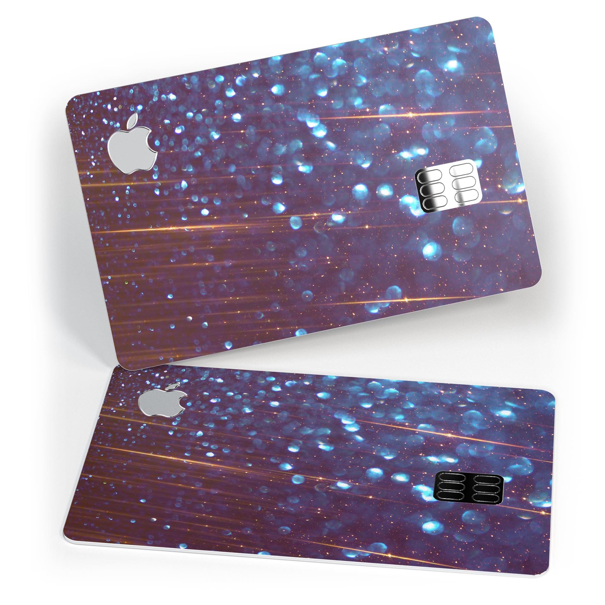 Dark Radiant Orbs of Blue decal on an Apple Card, showcasing its vibrant design and premium finish.