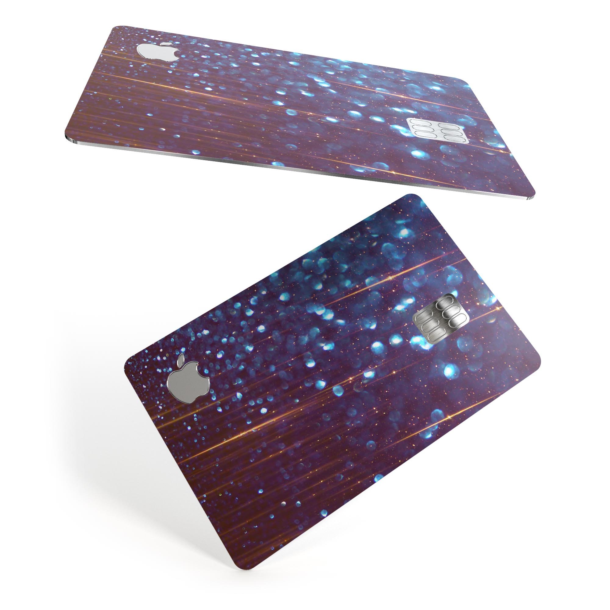 Dark Radiant Orbs of Blue decal on an Apple Card, showcasing its vibrant design and premium finish.