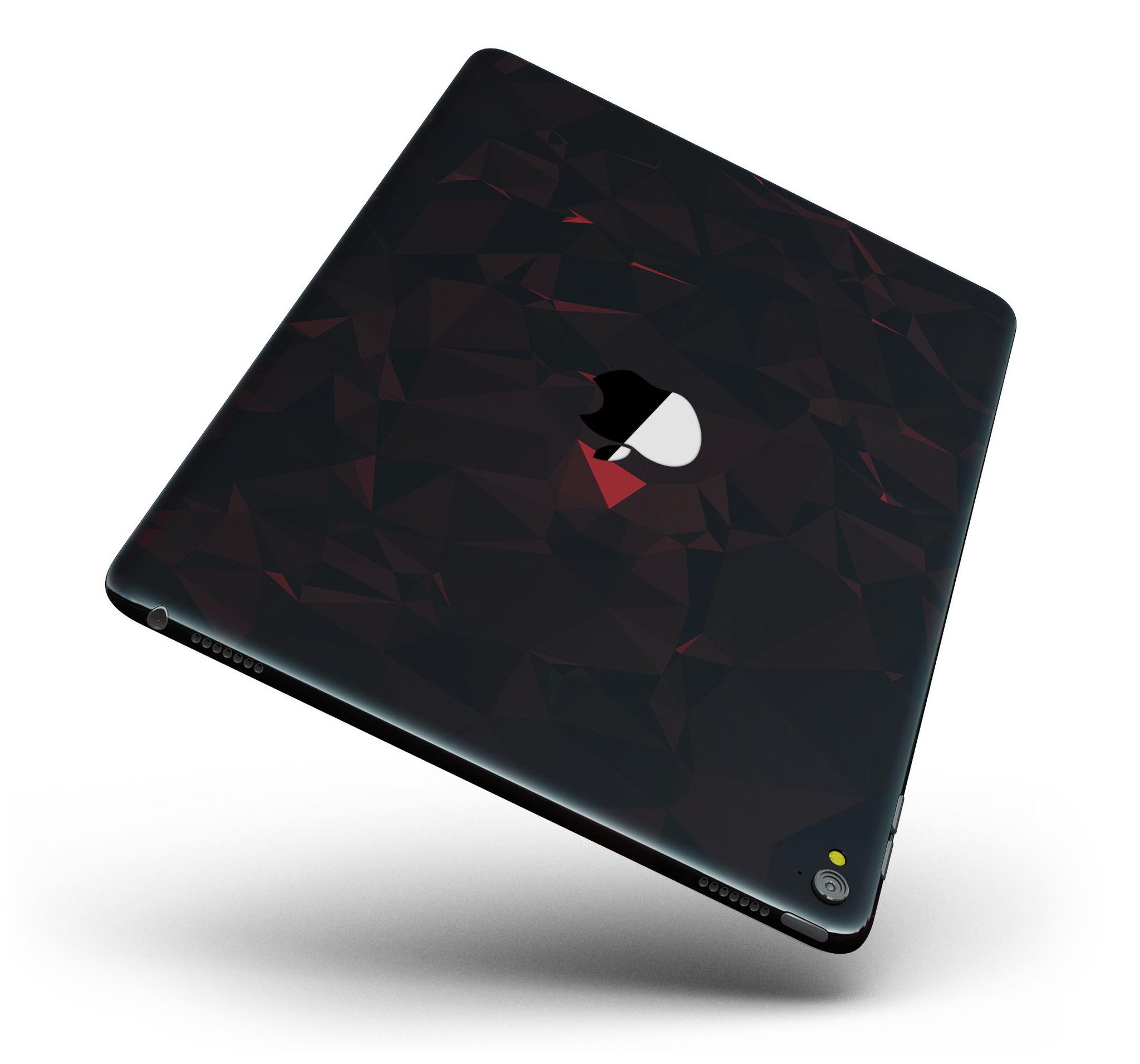 Dark red geometric triangles full body skin for iPad Pro, showcasing a stylish design that protects the device.