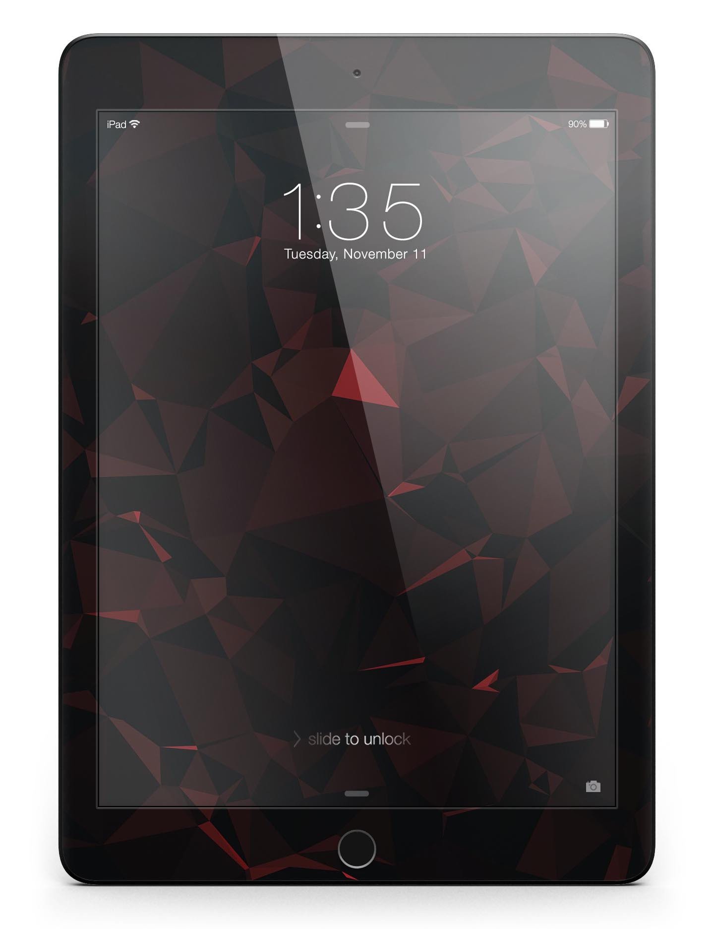 Dark red geometric triangles full body skin for iPad Pro, showcasing a stylish design that protects the device.