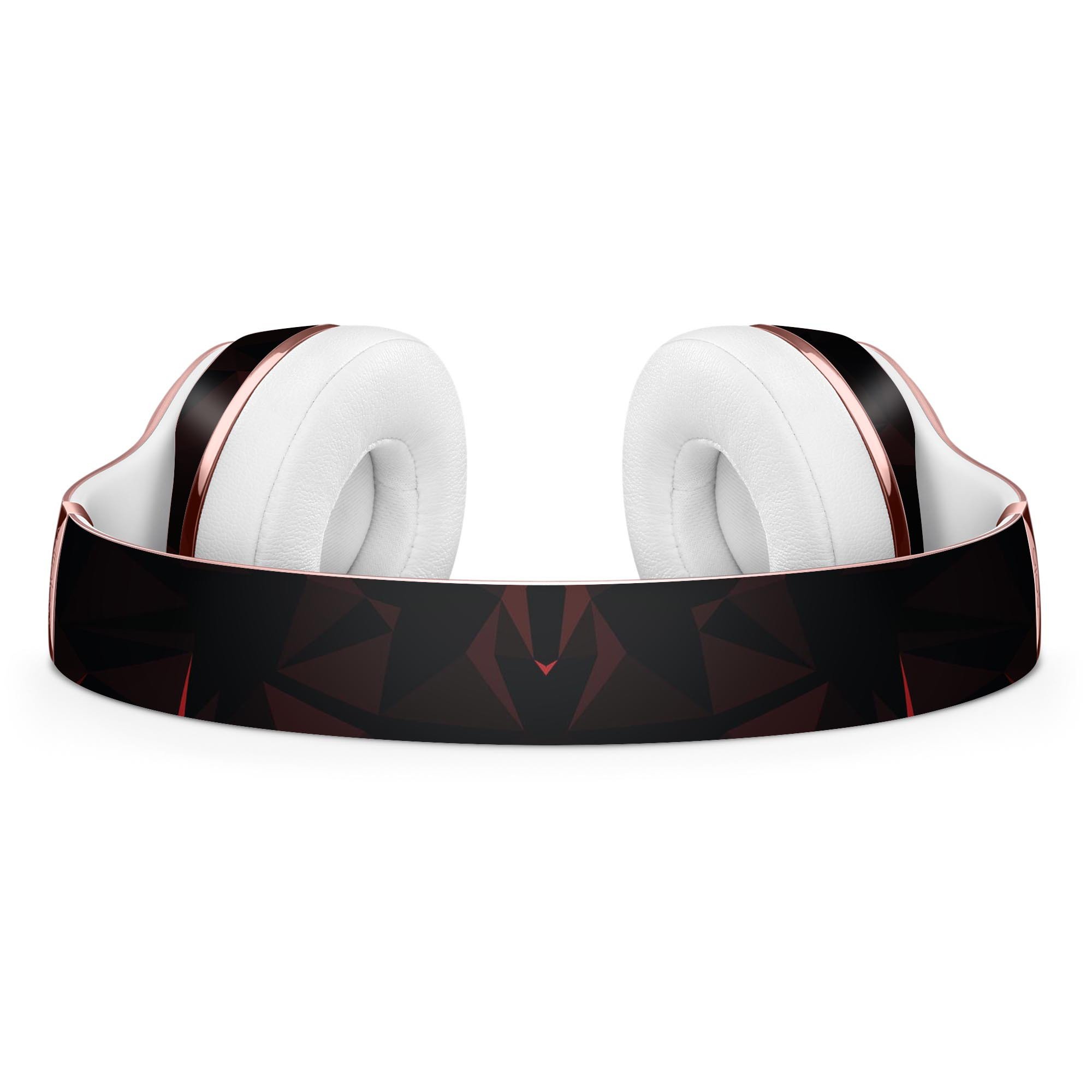 Dark red geometric triangles skin kit for Beats by Dre Solo 3 Wireless Headphones, showcasing vibrant design and premium vinyl material.