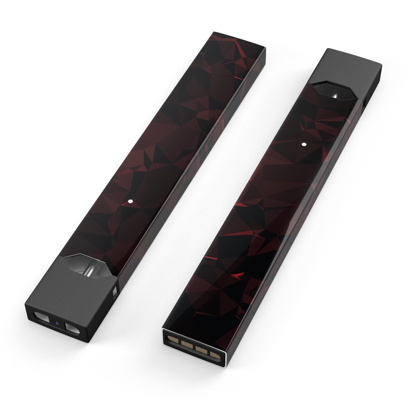 Dark Red Geometric Triangles skin-wrap for JUUL vaping device, showcasing vibrant geometric patterns and premium quality.