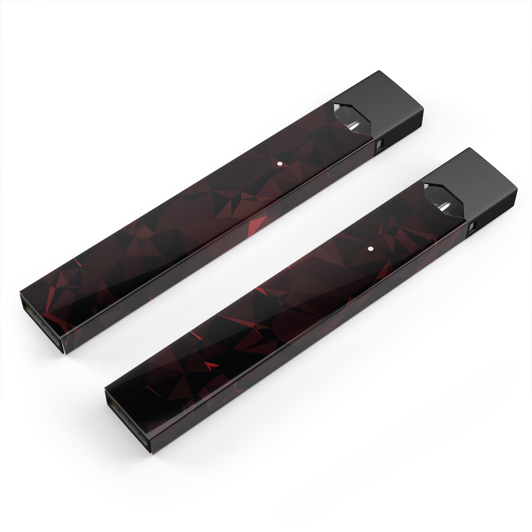 Dark Red Geometric Triangles skin-wrap for JUUL vaping device, showcasing vibrant geometric patterns and premium quality.