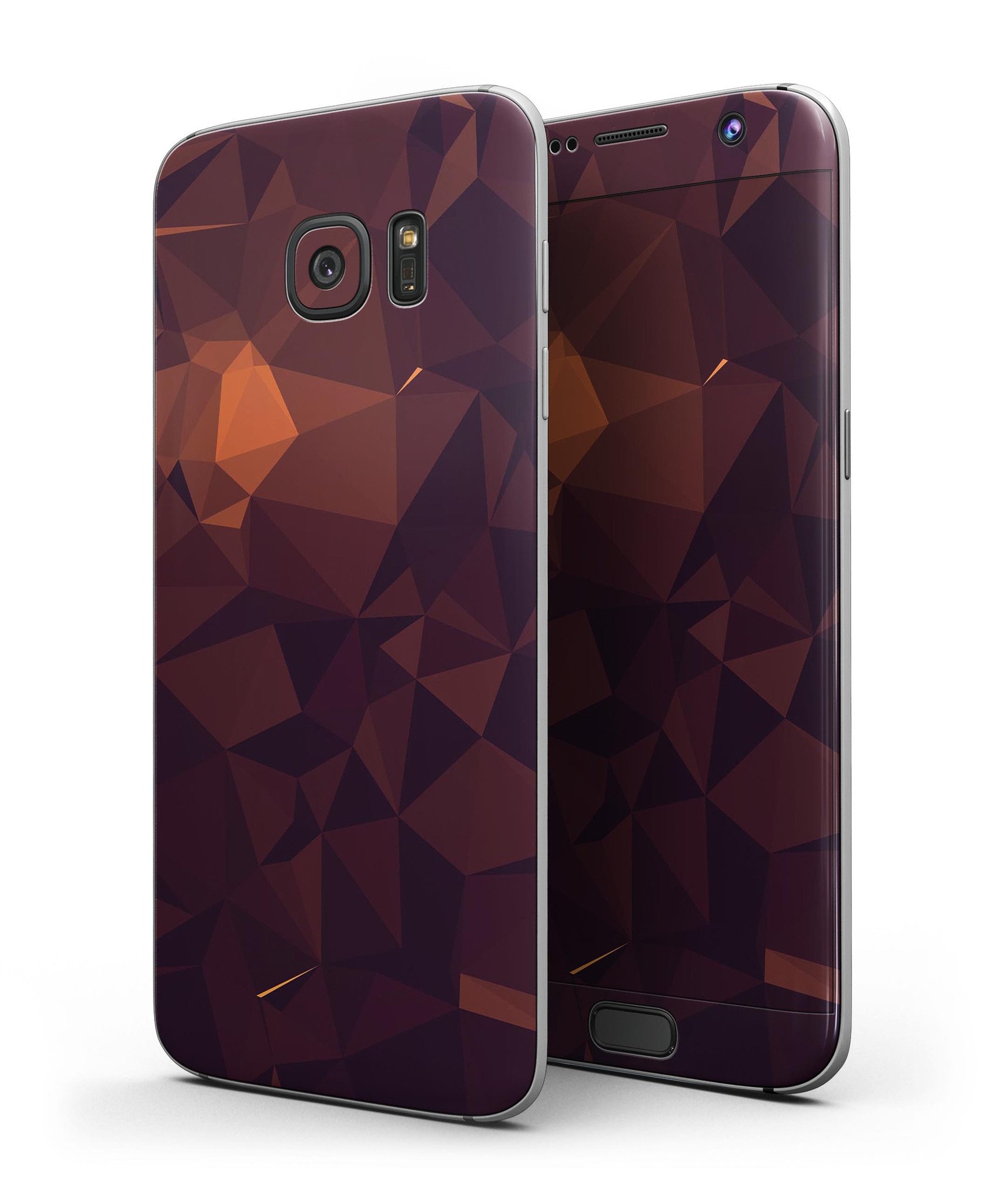 Dark Red Geometric V15 full body skin kit for Samsung Galaxy S7, showcasing a stylish geometric design with a premium vinyl finish.