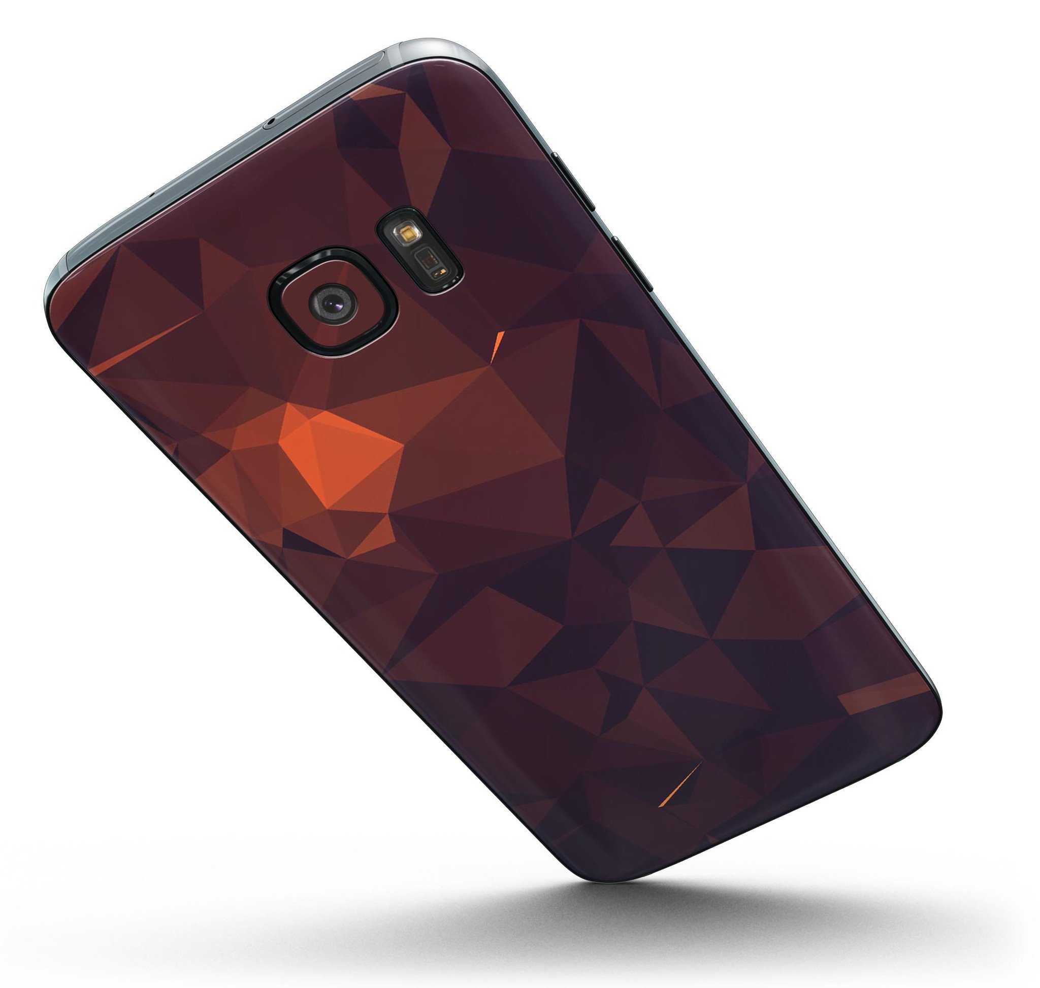 Dark Red Geometric V15 full body skin kit for Samsung Galaxy S7, showcasing a stylish geometric design with a premium vinyl finish.