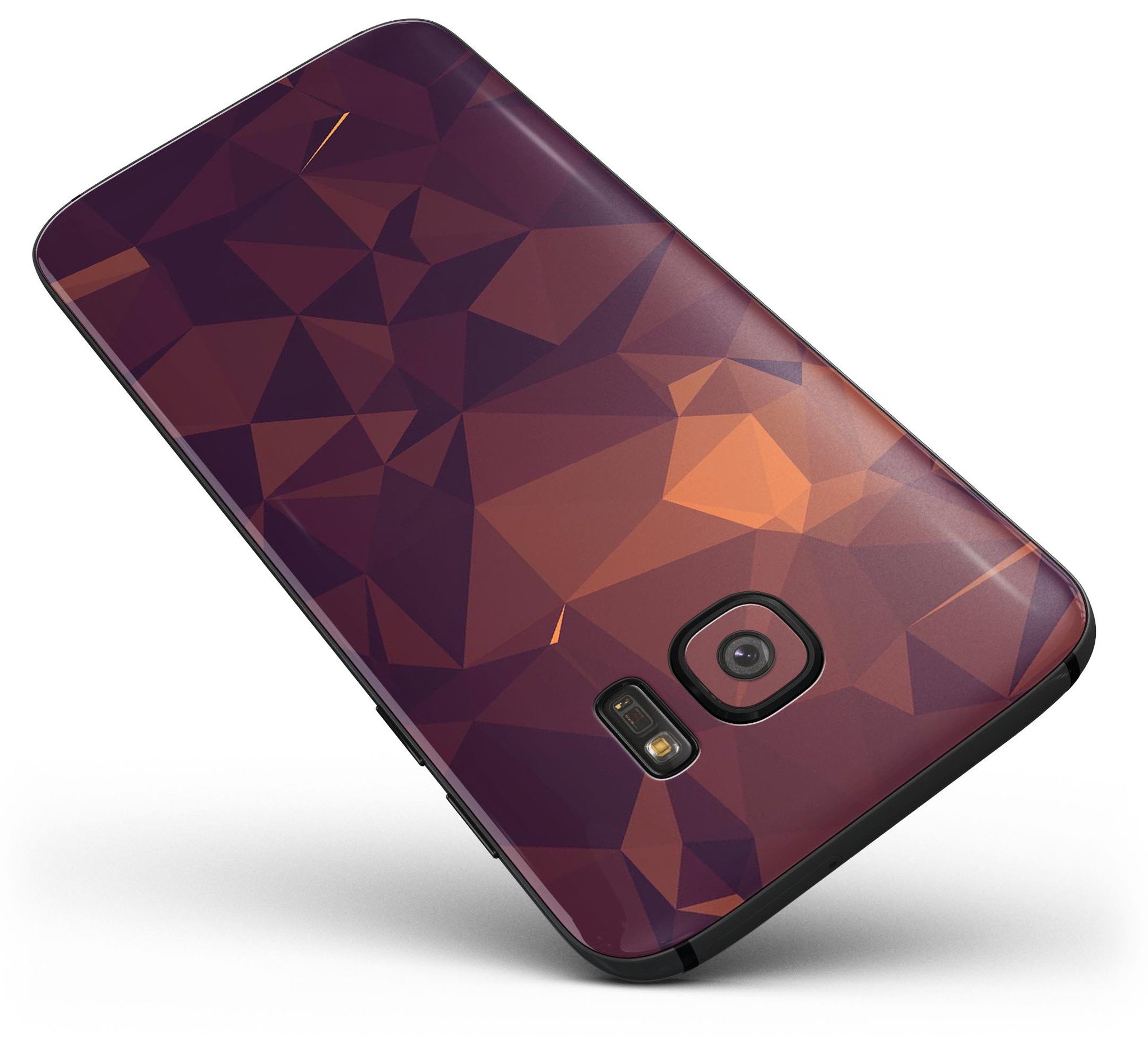 Dark Red Geometric V15 full body skin kit for Samsung Galaxy S7, showcasing a stylish geometric design with a premium vinyl finish.