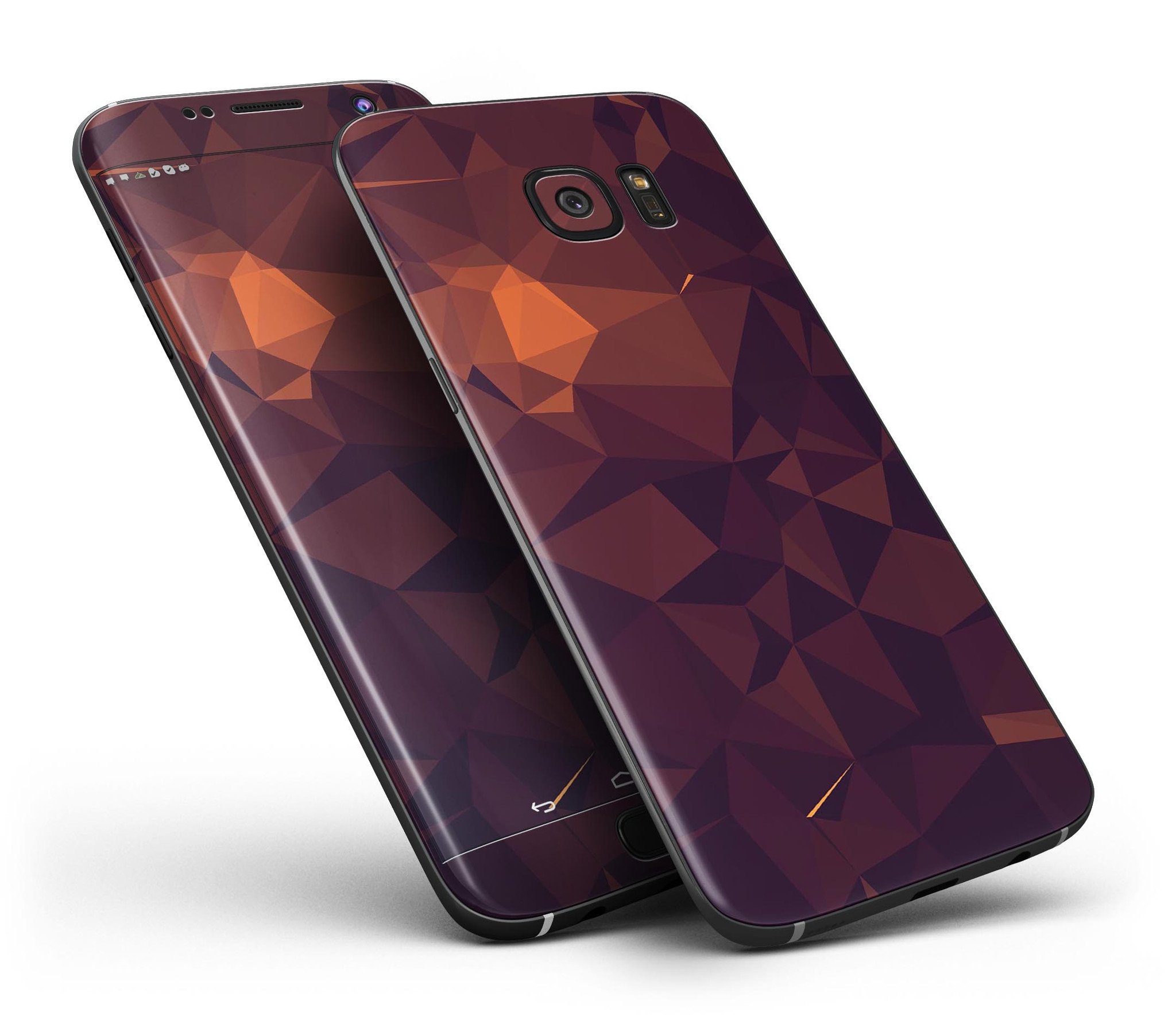 Dark Red Geometric V15 full body skin kit for Samsung Galaxy S7, showcasing a stylish geometric design with a premium vinyl finish.