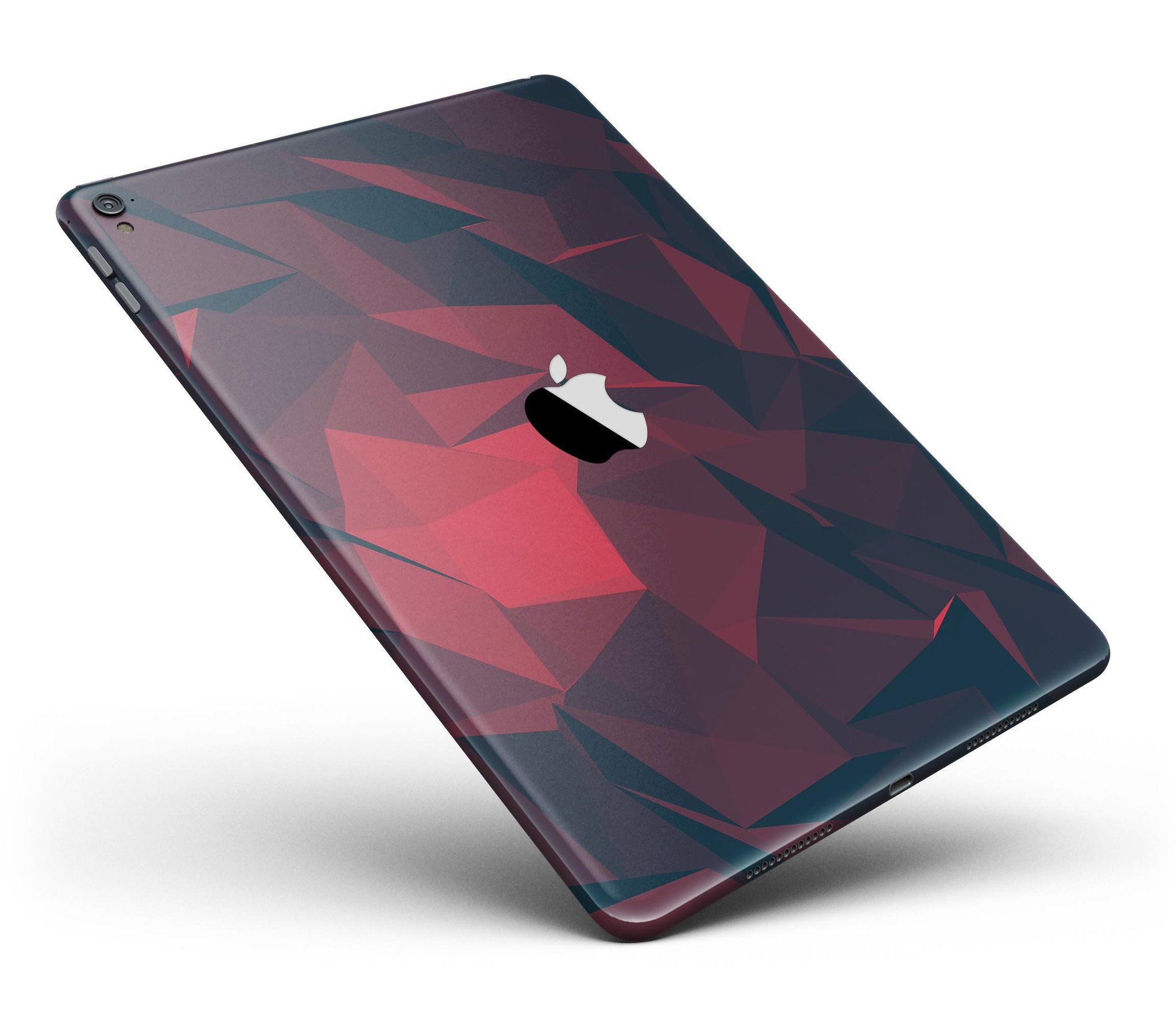 Dark Red Geometric V16 Full Body Skin for iPad Pro, showcasing a stylish geometric pattern on a sleek vinyl surface.