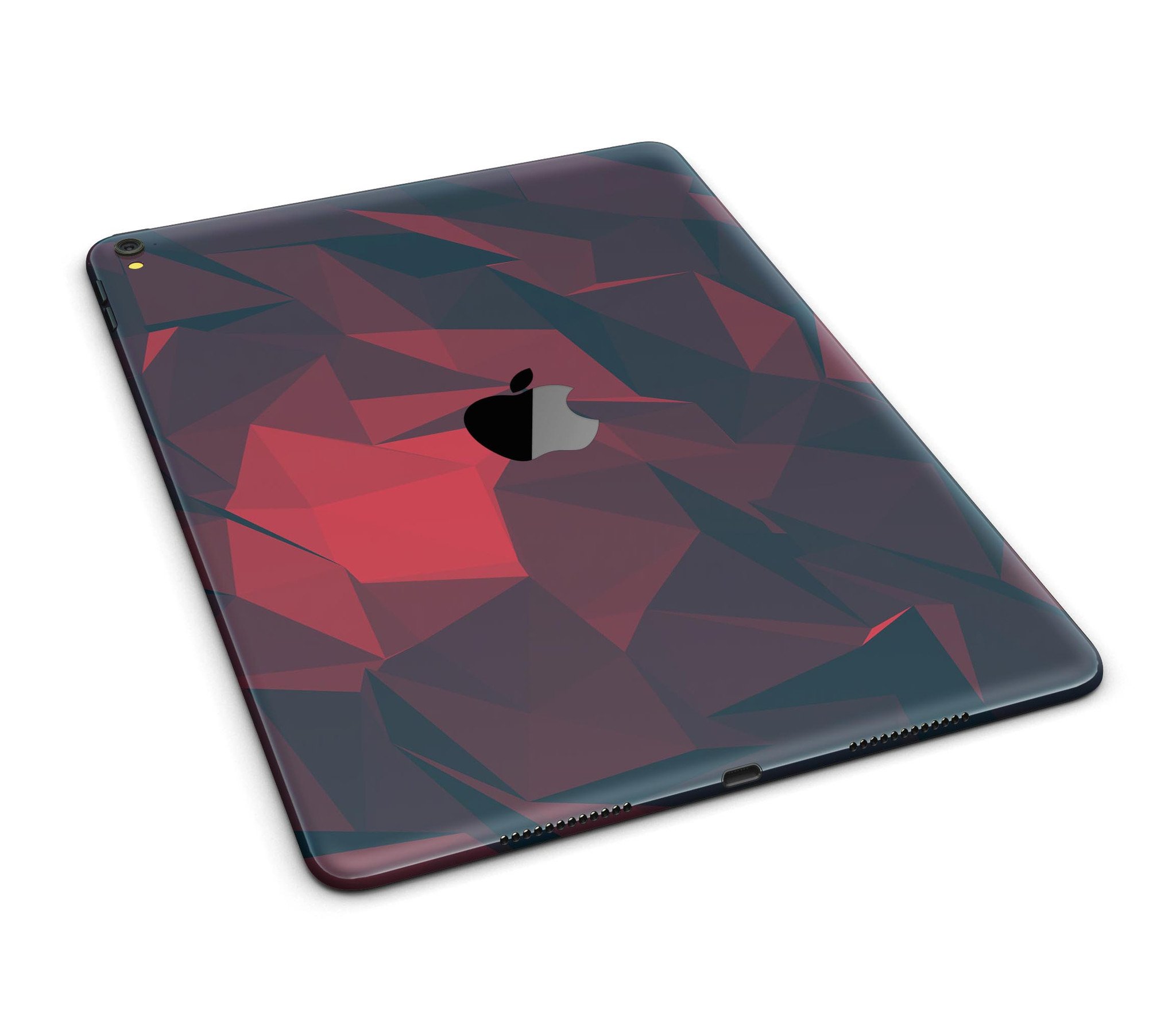 Dark Red Geometric V16 Full Body Skin for iPad Pro, showcasing a stylish geometric pattern on a sleek vinyl surface.