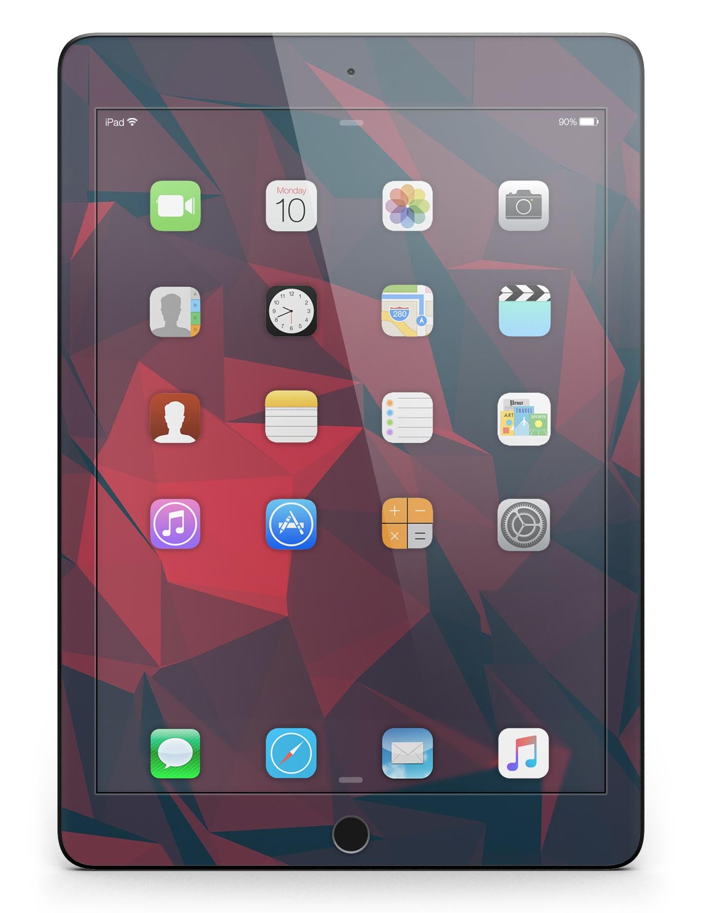 Dark Red Geometric V16 Full Body Skin for iPad Pro, showcasing a stylish geometric pattern on a sleek vinyl surface.