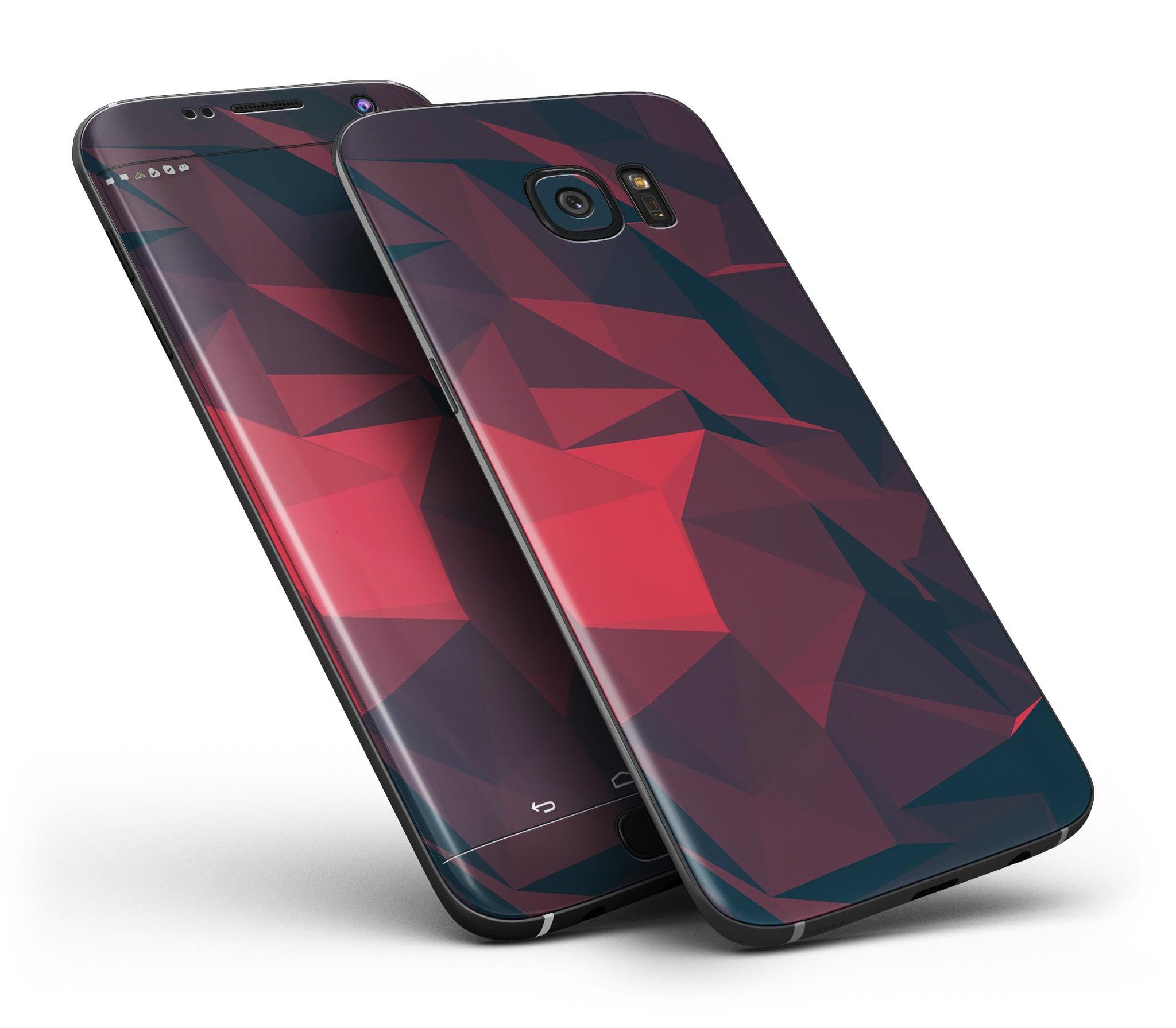 Dark Red Geometric V16 Full Body Skin-Kit for Samsung Galaxy S7, showcasing vibrant geometric patterns and premium vinyl material.