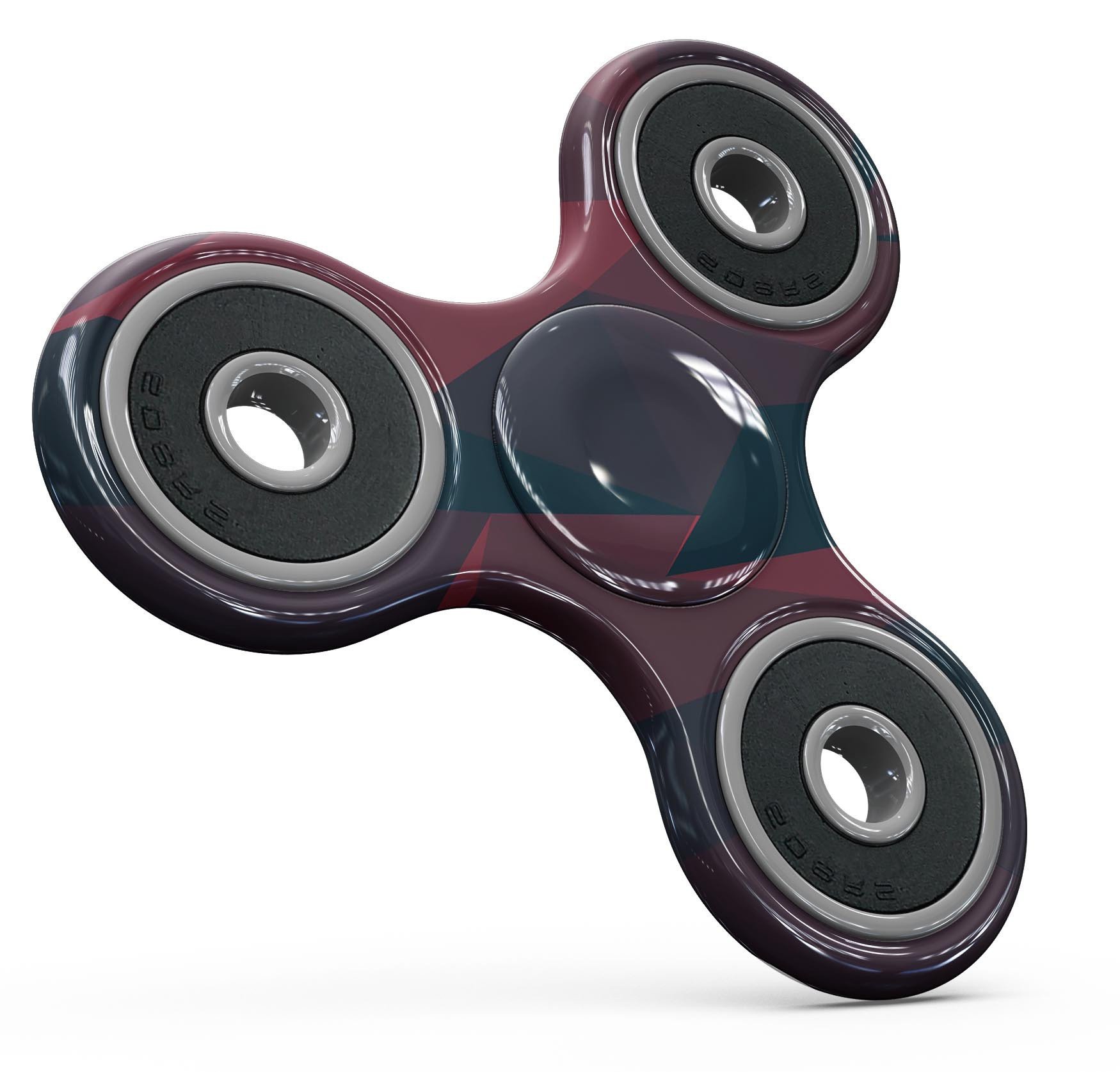 Dark Red Geometric V16 Full-Body Fidget Spinner Skin-Kit showcasing a vibrant geometric pattern on premium vinyl material.