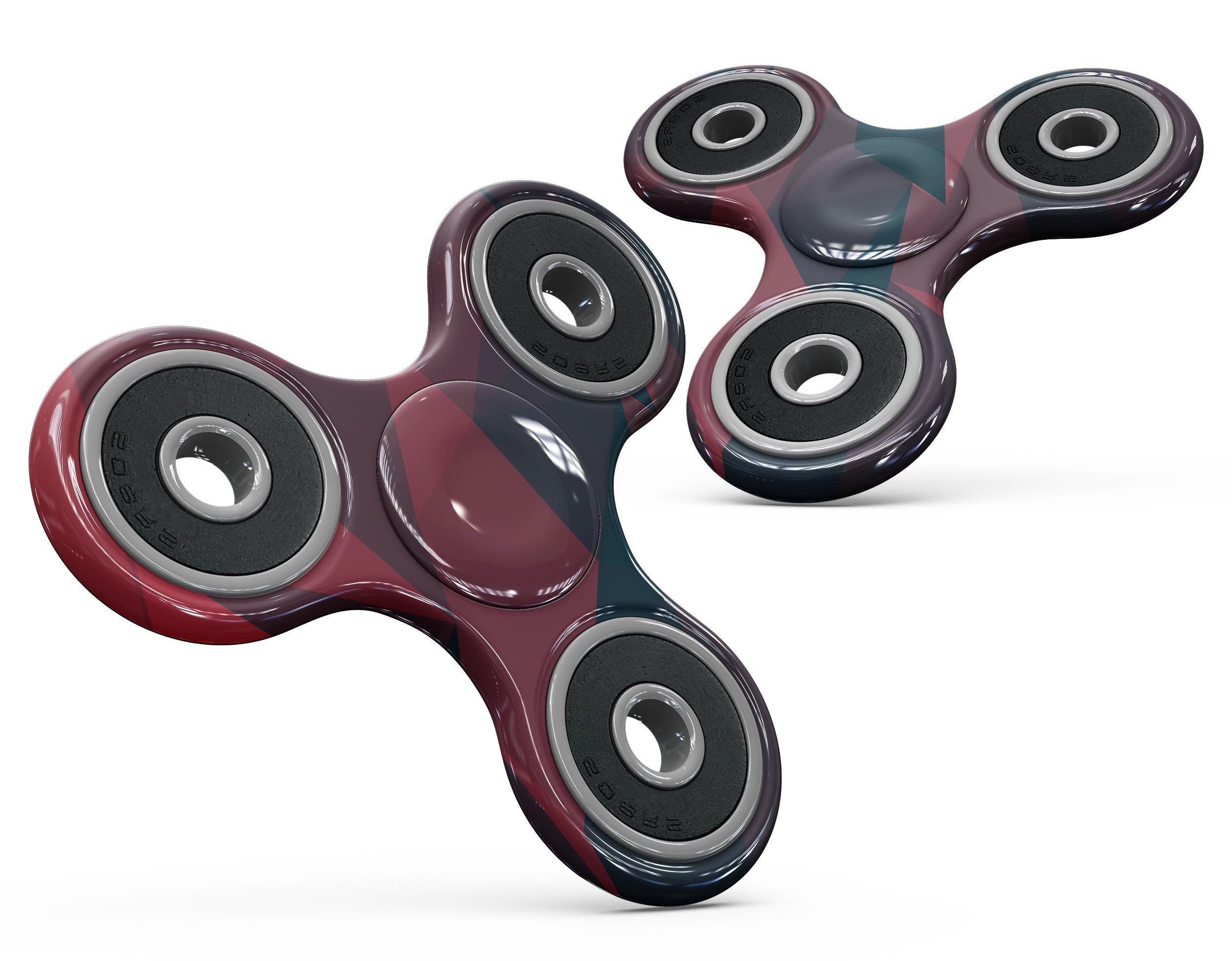 Dark Red Geometric V16 Full-Body Fidget Spinner Skin-Kit showcasing a vibrant geometric pattern on premium vinyl material.