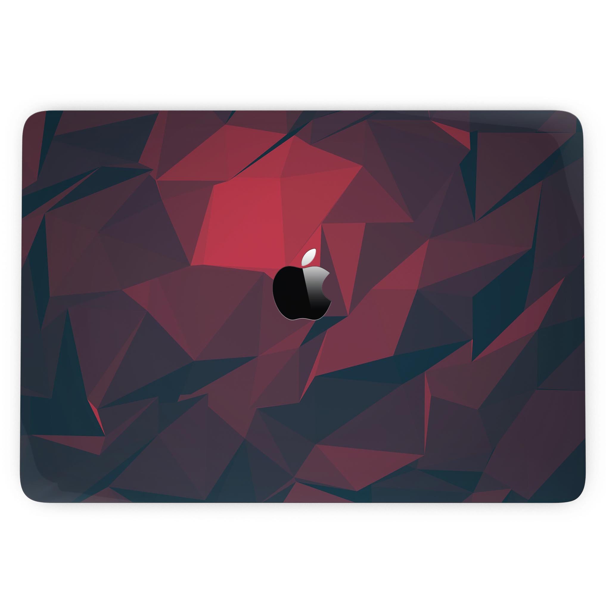 Dark Red Geometric V16 skin kit for MacBook Pro with Touch Bar, showcasing a stylish geometric design and premium vinyl material.