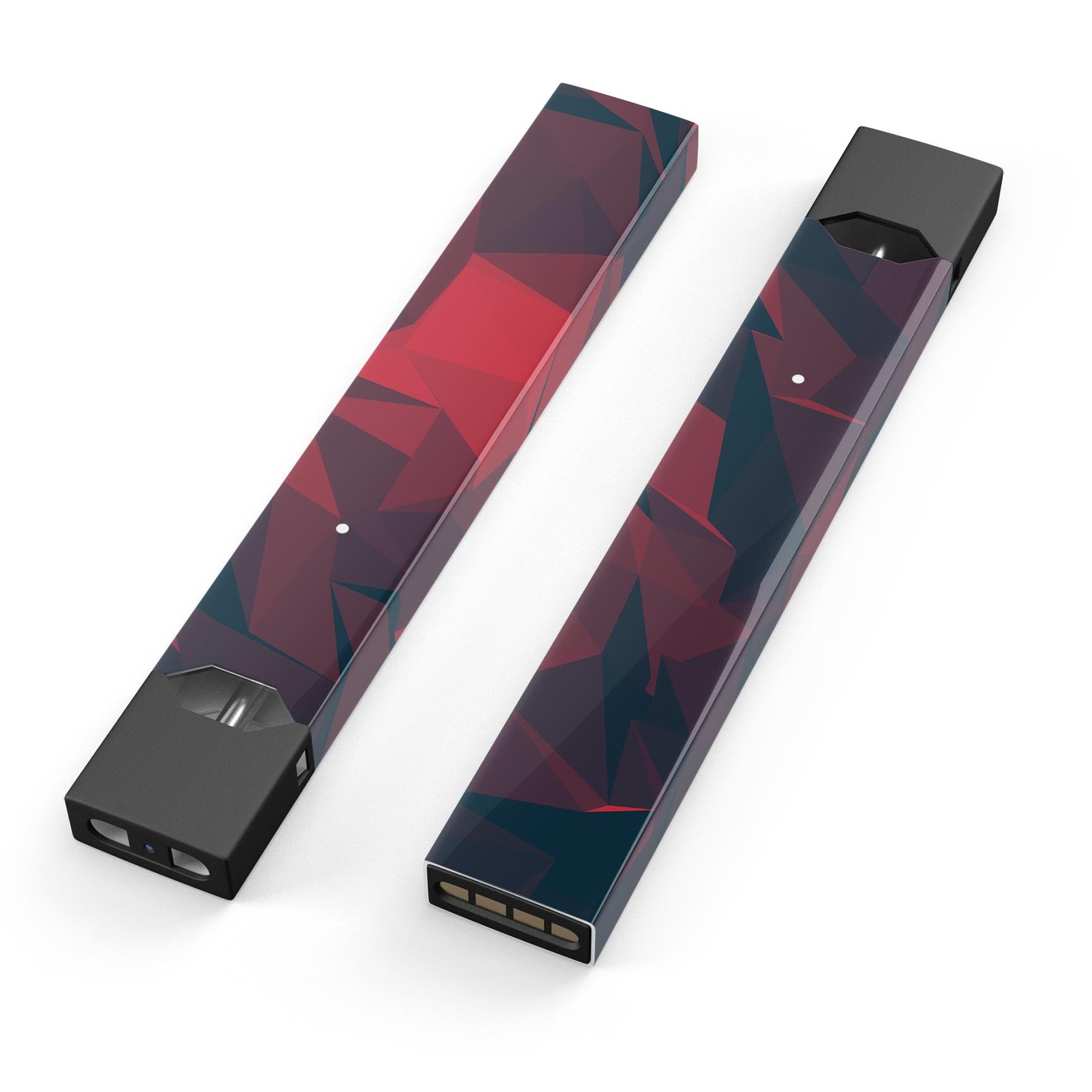 Dark Red Geometric V16 skin-wrap sticker designed for JUUL vaping device, showcasing a stylish geometric pattern.