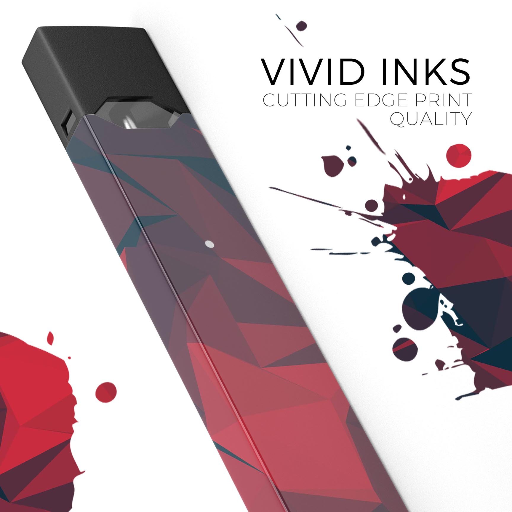 Dark Red Geometric V16 skin-wrap sticker designed for JUUL vaping device, showcasing a stylish geometric pattern.