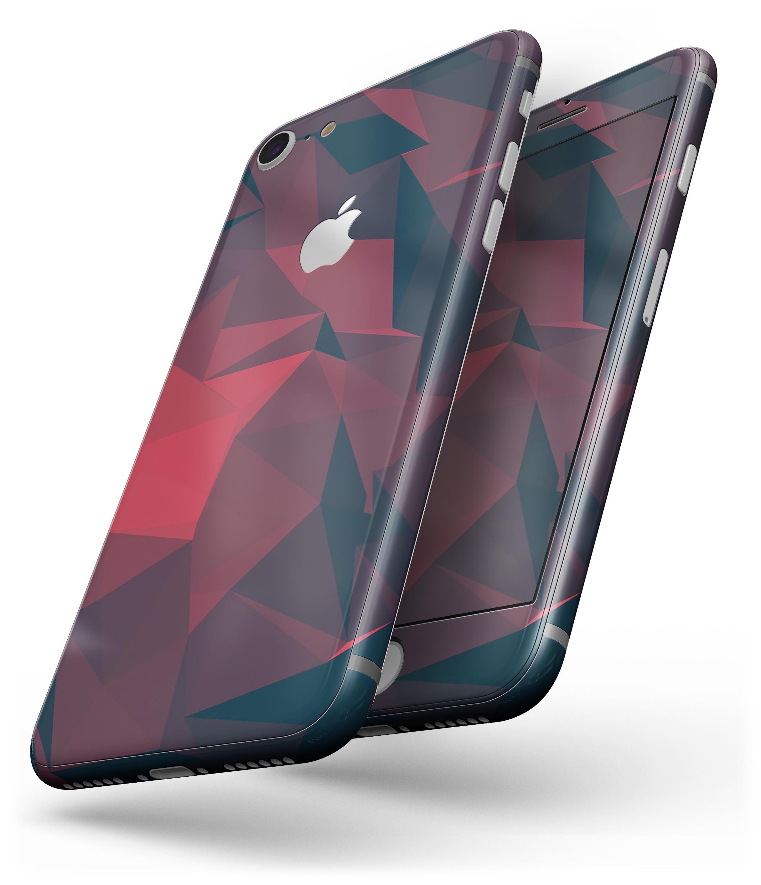 Dark Red Geometric V16 skin for iPhone 8 and 8 Plus, showcasing a stylish geometric pattern.