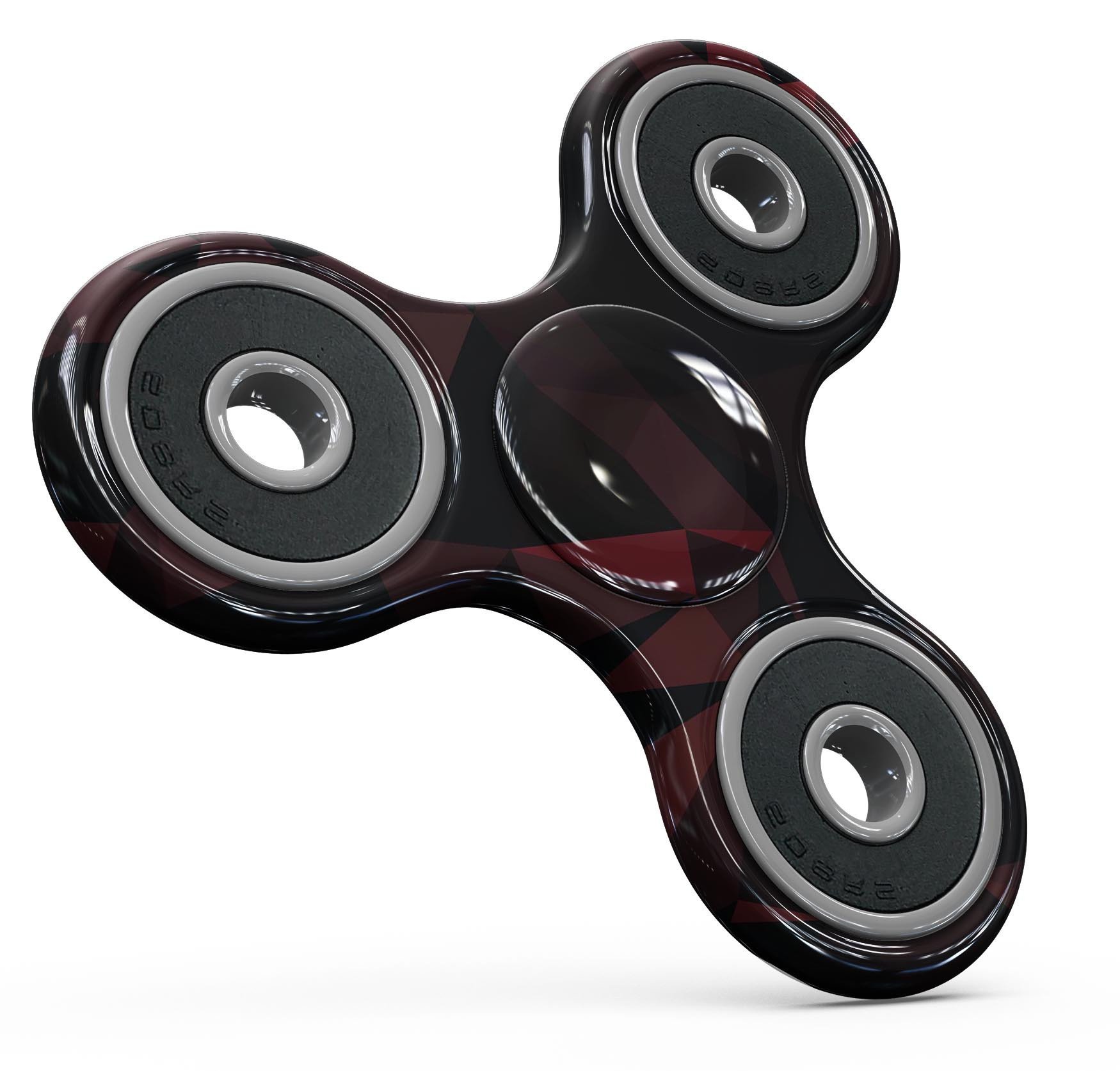 Dark Red Geometric V2 Fidget Spinner Skin-Kit showcasing a vibrant geometric pattern on premium vinyl material.