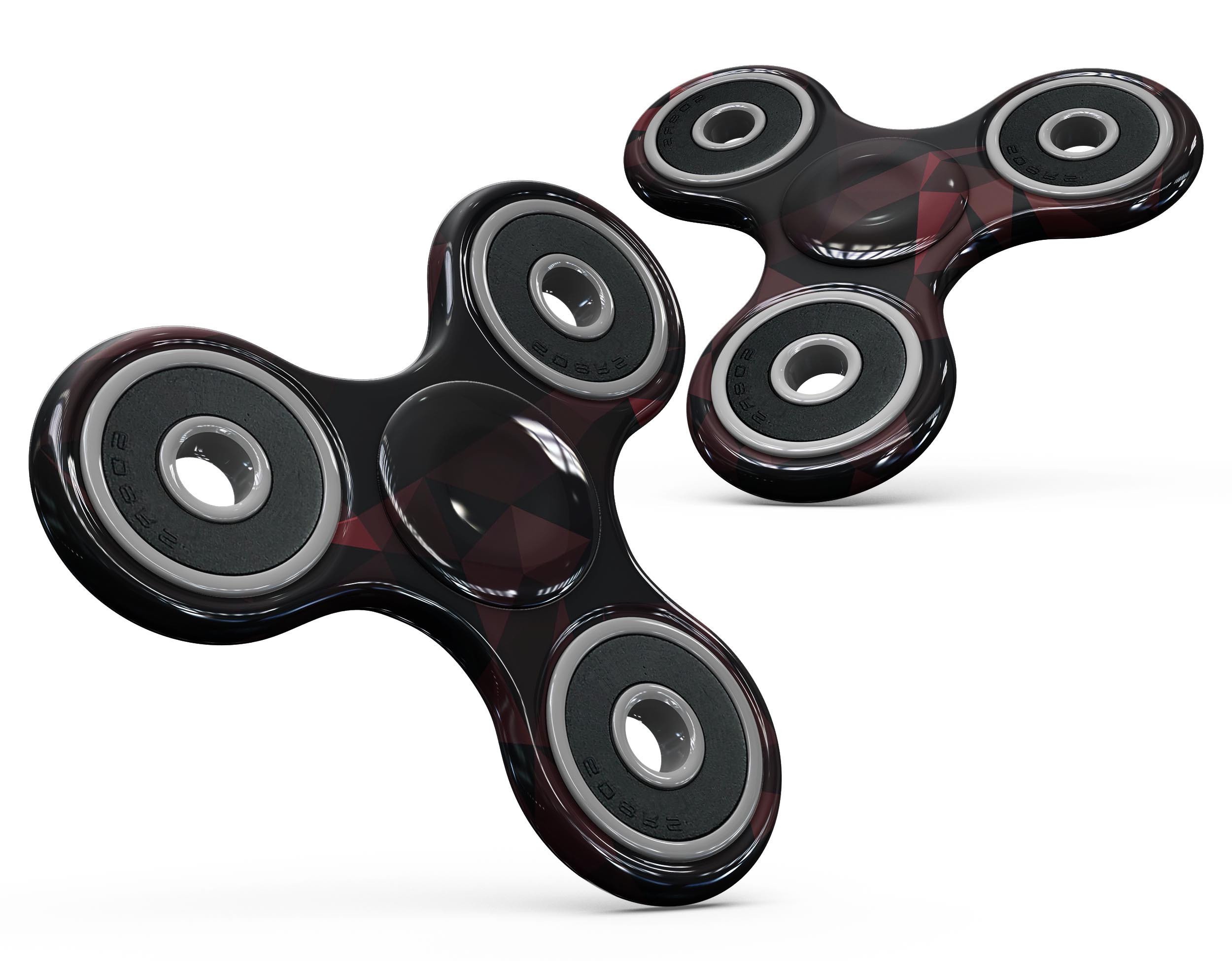 Dark Red Geometric V2 Fidget Spinner Skin-Kit showcasing a vibrant geometric pattern on premium vinyl material.