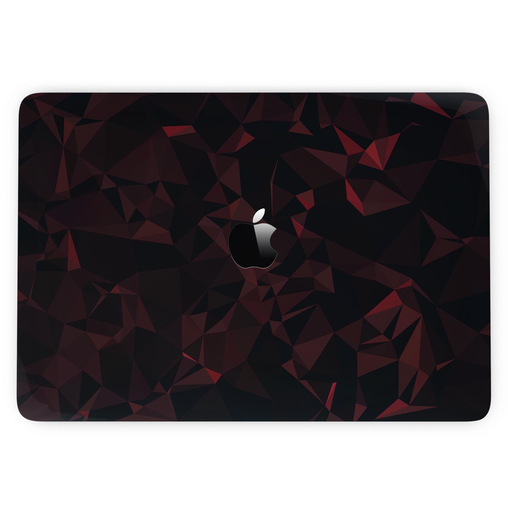 Dark Red Geometric V2 skin kit for MacBook Pro with Touch Bar, showcasing a vibrant geometric design on premium vinyl.