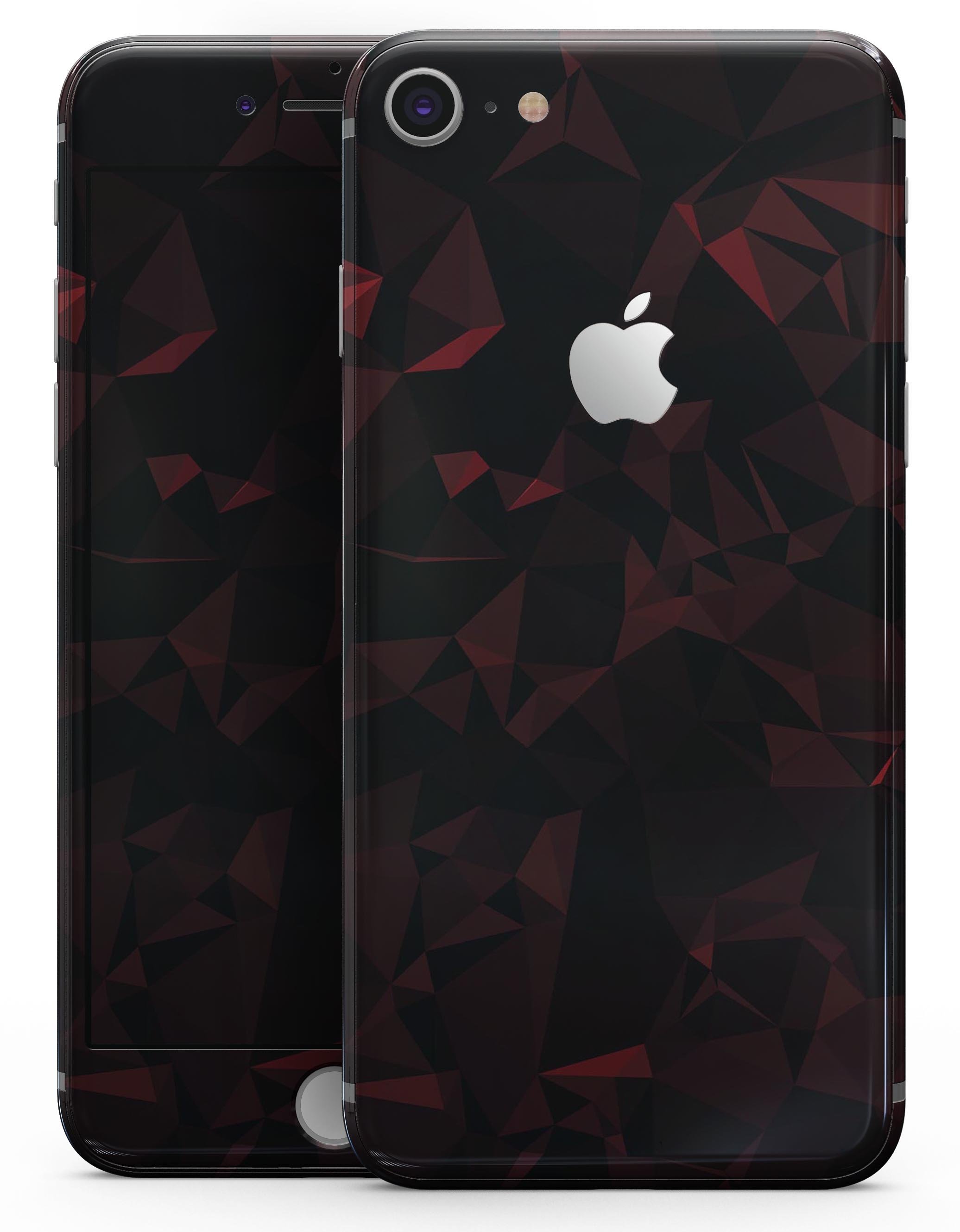 Dark Red Geometric V2 skin-kit for iPhone 8 and 8 Plus, showcasing a stylish geometric design.