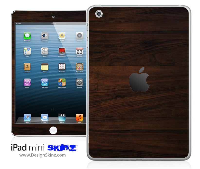 Dark Rich Wood iPad Skin showcasing a sleek wooden texture, designed for protection and style.