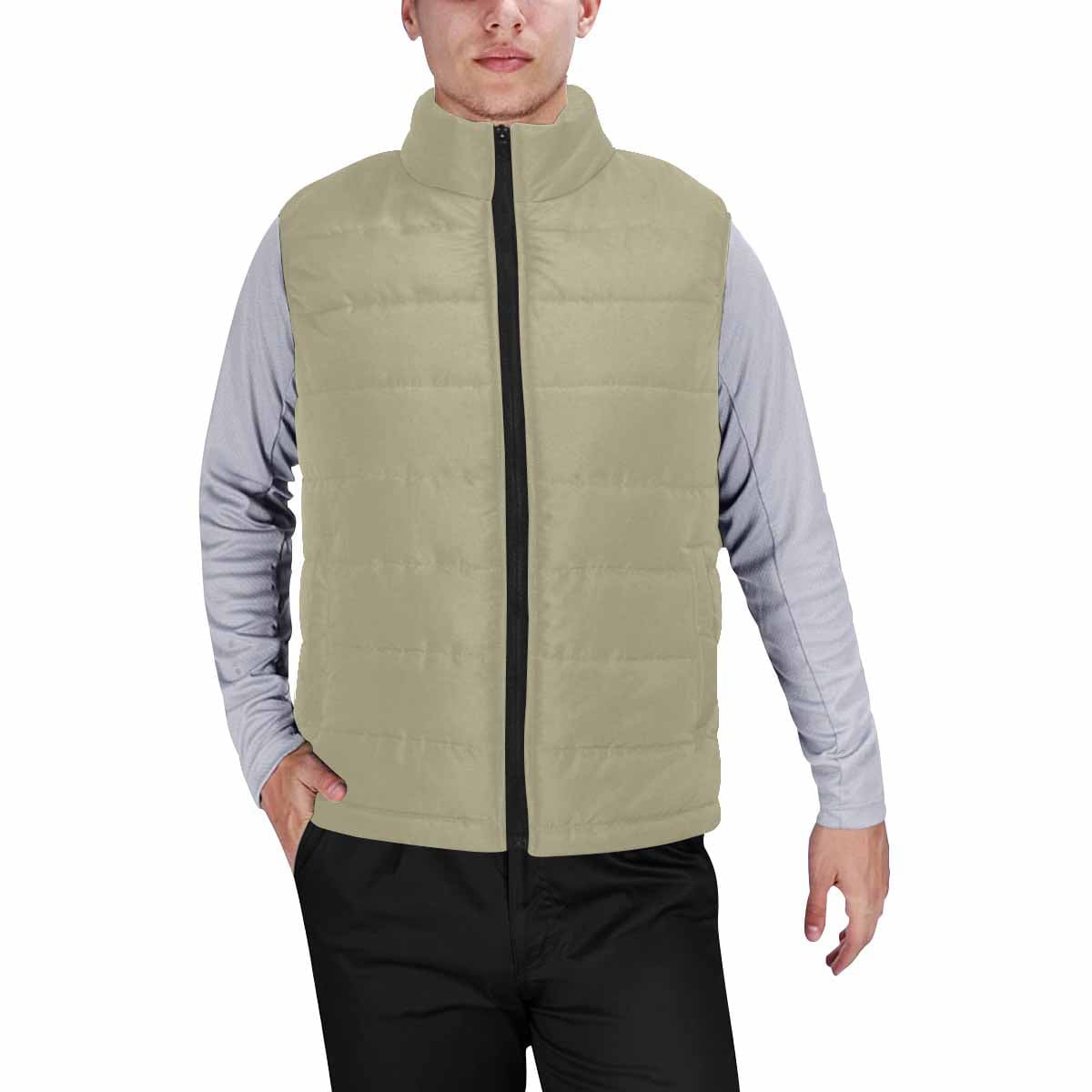 Dark Sage Green Men's Padded Vest featuring a quilted design and zipper closure, perfect for layering in cool weather.