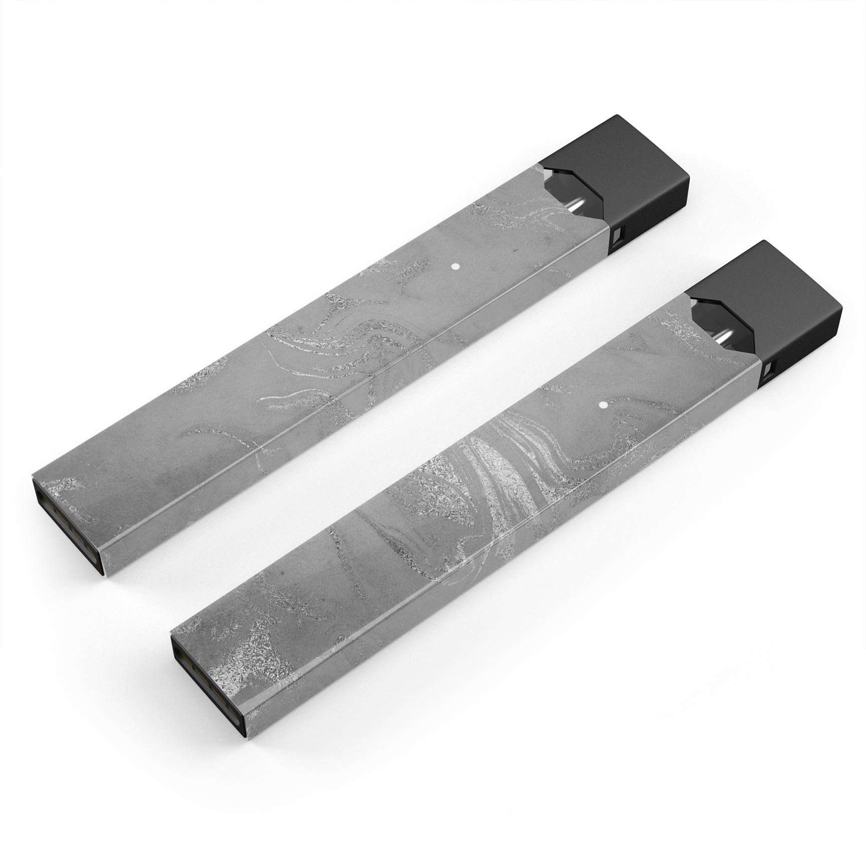 Dark Silver Marble Swirl V6 skin wrap for JUUL device, showcasing a sleek marble design with a protective layer.