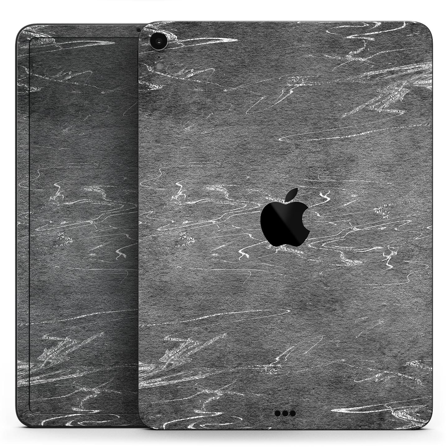 Dark Silver Marble Swirl V8 skin decal for Apple iPad, showcasing a stylish marble design with a premium finish.