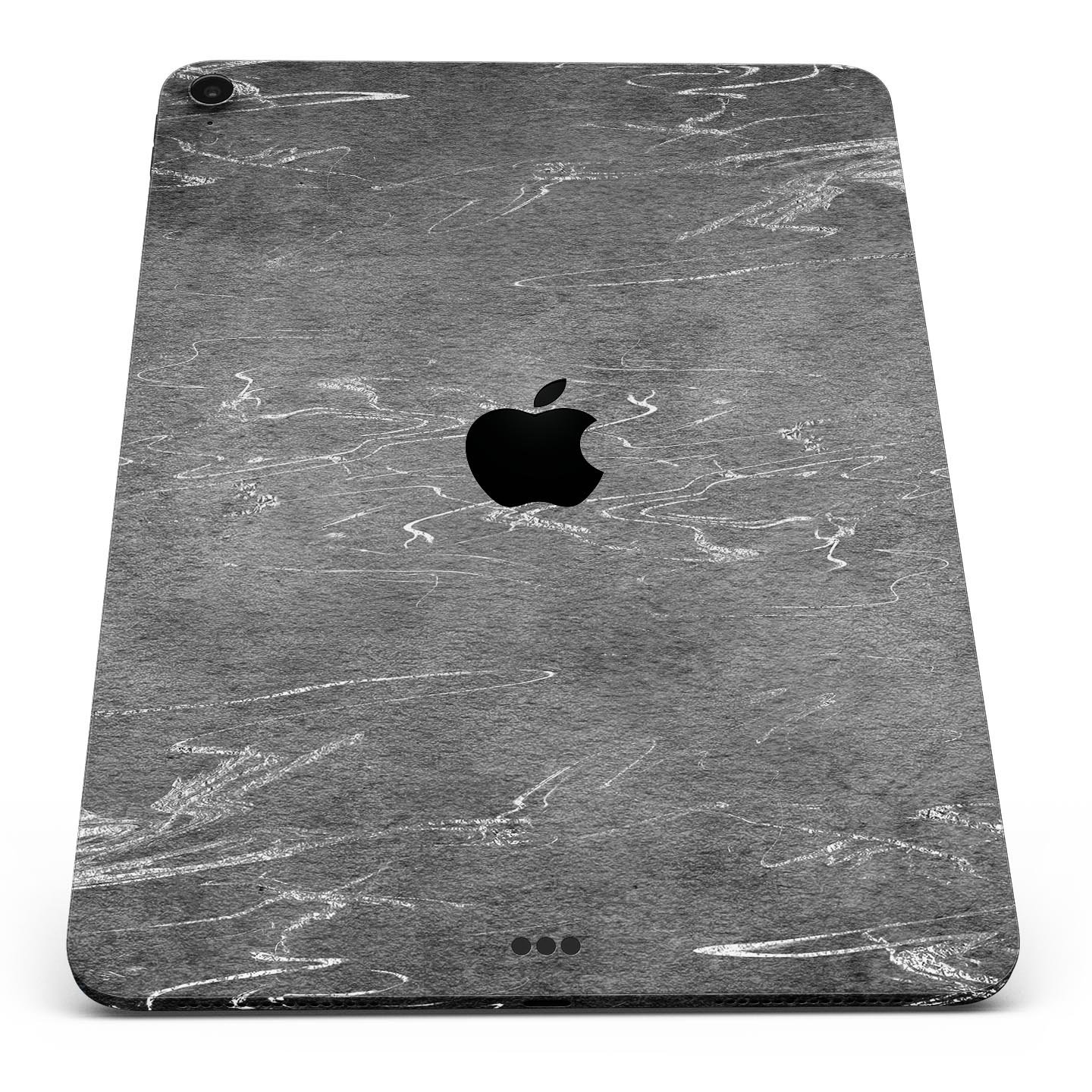 Dark Silver Marble Swirl V8 skin decal for Apple iPad, showcasing a stylish marble design with a premium finish.