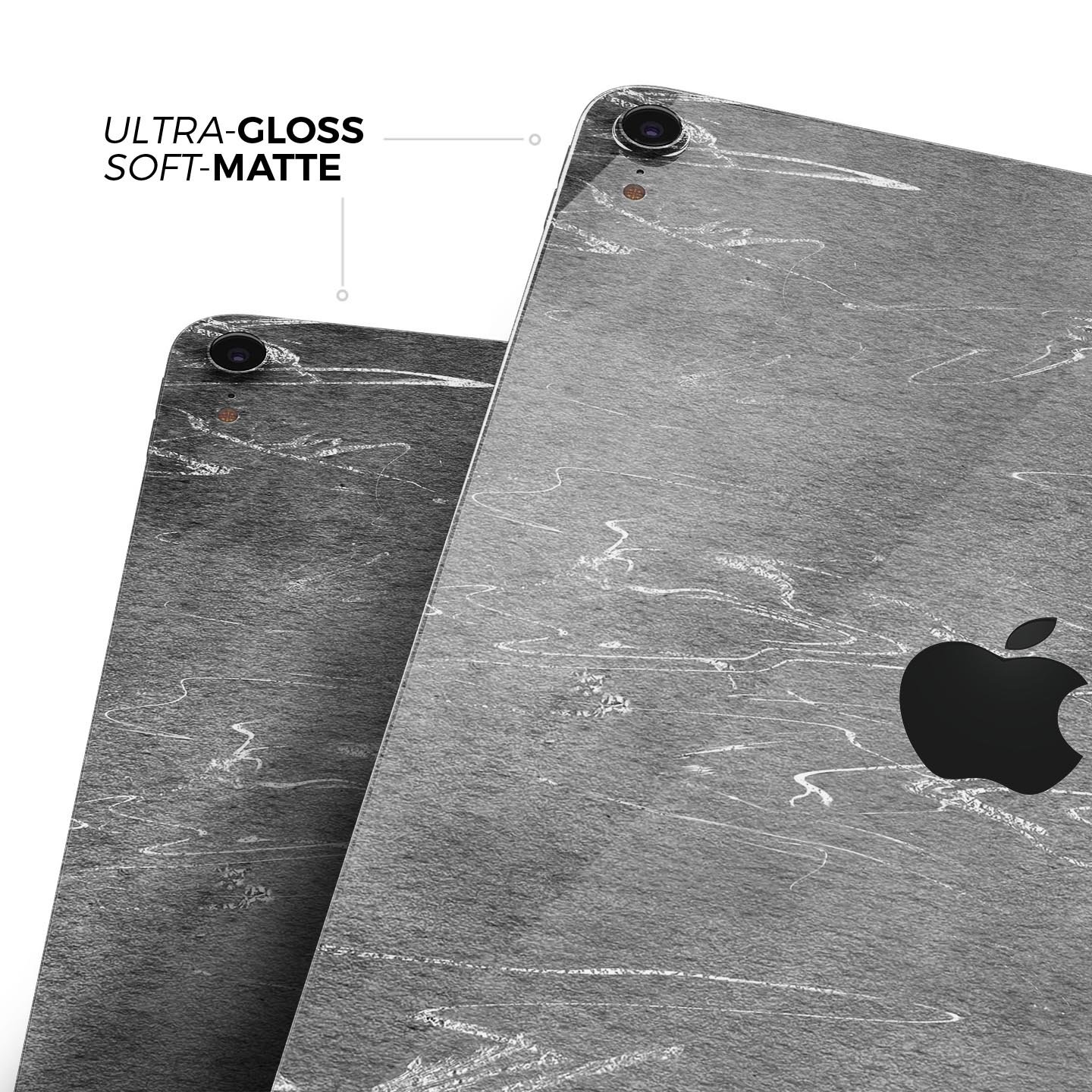 Dark Silver Marble Swirl V8 skin decal for Apple iPad, showcasing a stylish marble design with a premium finish.