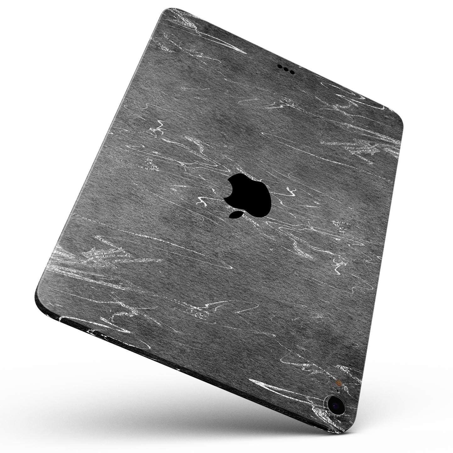 Dark Silver Marble Swirl V8 skin decal for Apple iPad, showcasing a stylish marble design with a premium finish.