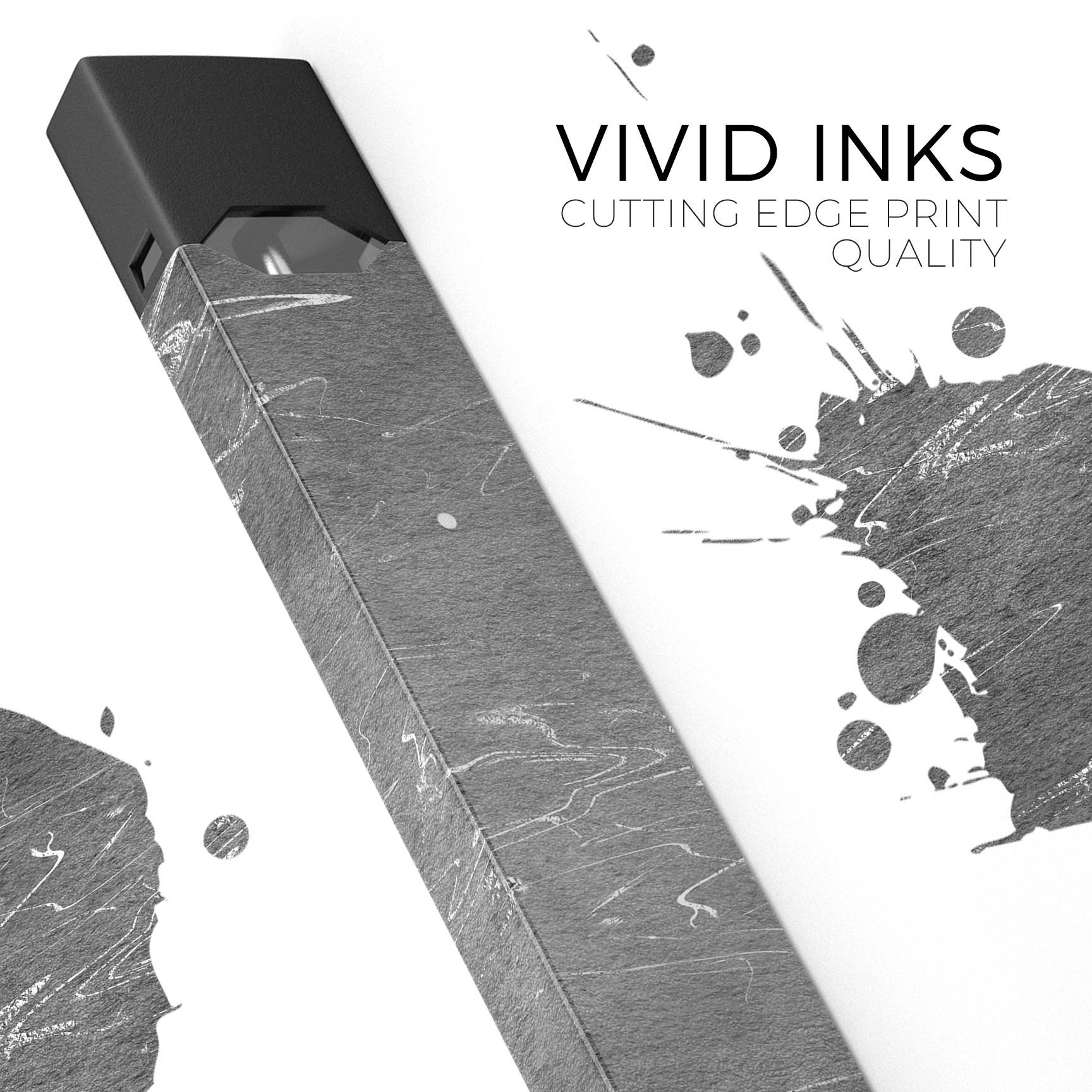 Dark Silver Marble Swirl V8 skin-wrap for JUUL device, showcasing a stylish marble design with a premium finish.