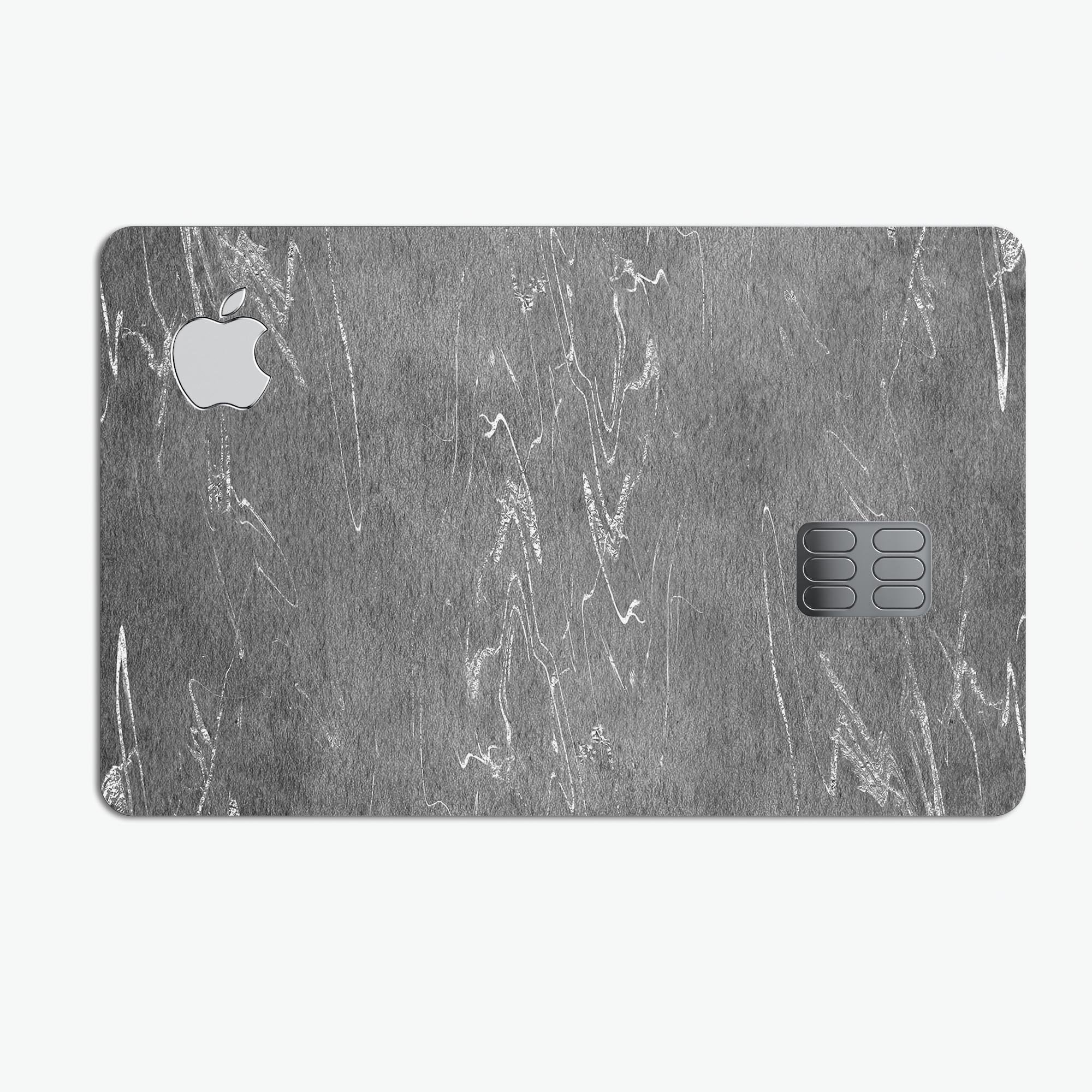 Dark Silver Marble Swirl V8 decal skin for Apple Card, showcasing a stylish marble design with a premium finish.