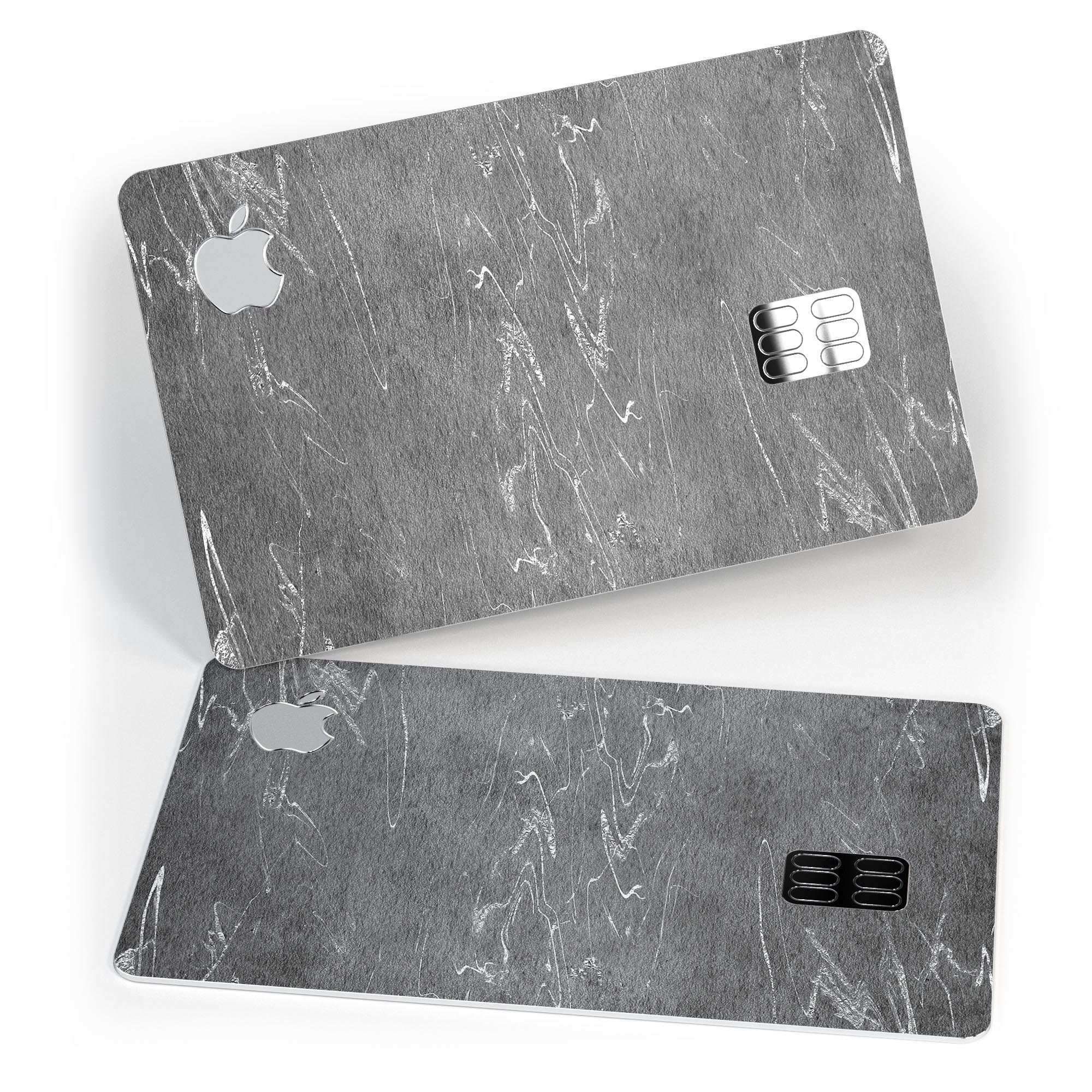 Dark Silver Marble Swirl V8 decal skin for Apple Card, showcasing a stylish marble design with a premium finish.