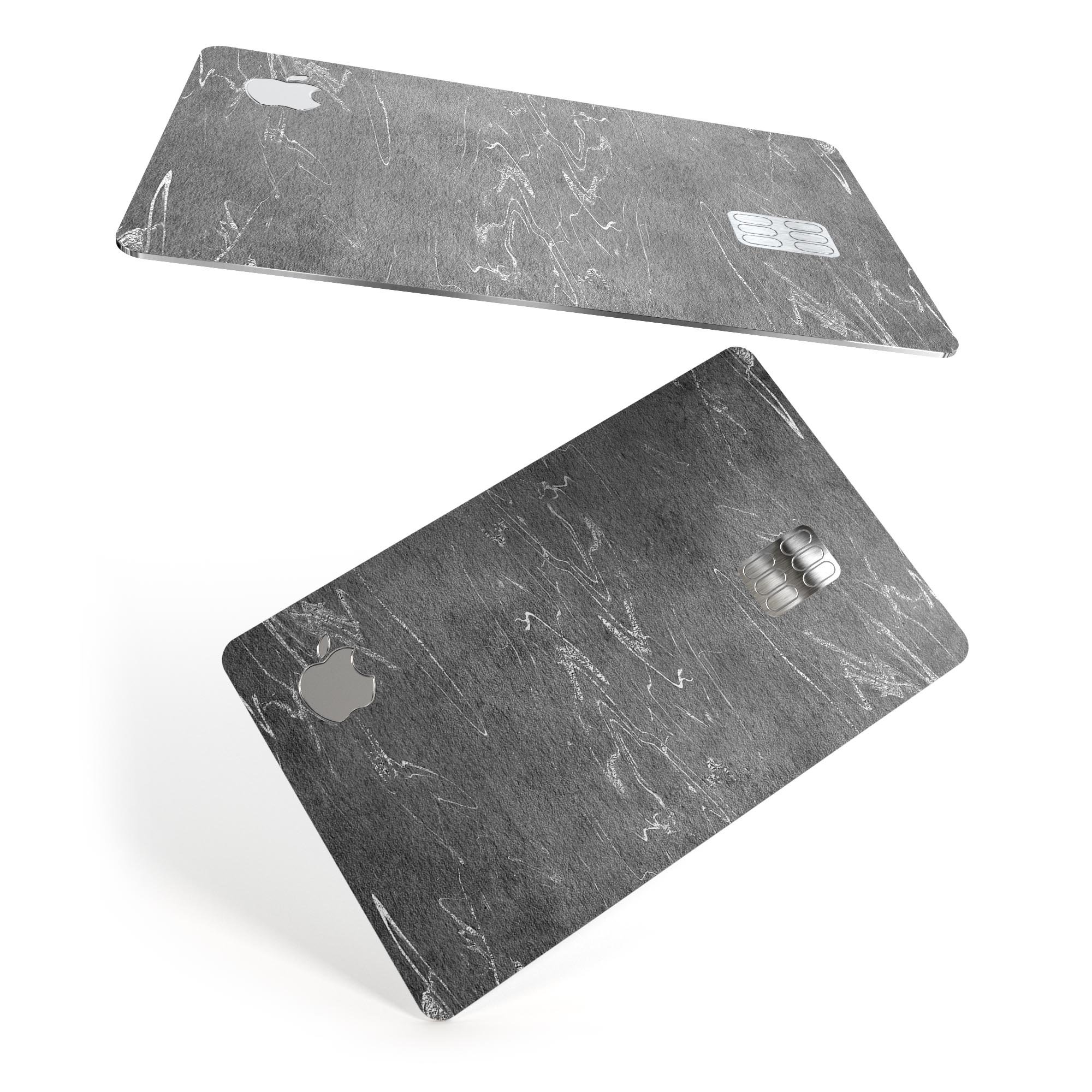 Dark Silver Marble Swirl V8 decal skin for Apple Card, showcasing a stylish marble design with a premium finish.