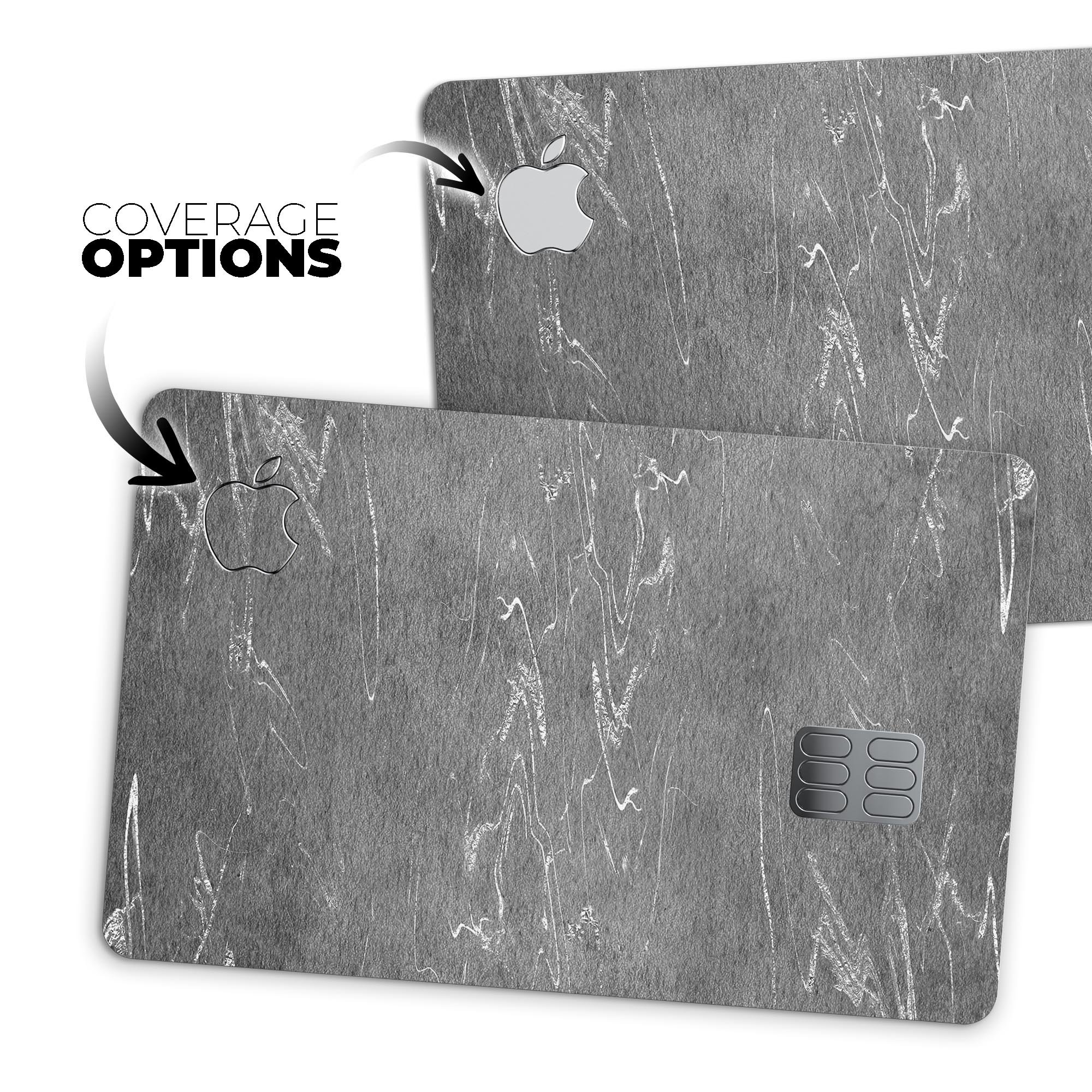 Dark Silver Marble Swirl V8 decal skin for Apple Card, showcasing a stylish marble design with a premium finish.