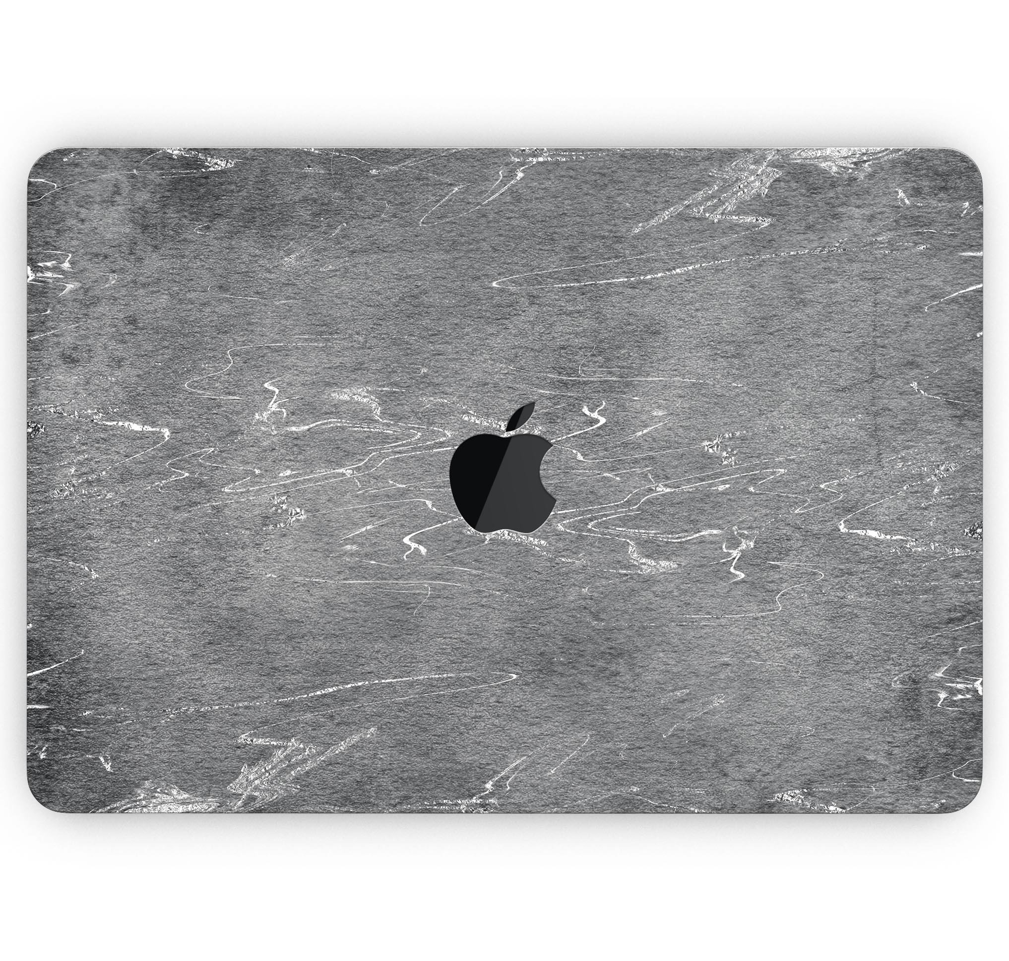 Dark Silver Marble Swirl V8 skin decal wrap kit for MacBook, showcasing a stylish design and premium vinyl material.