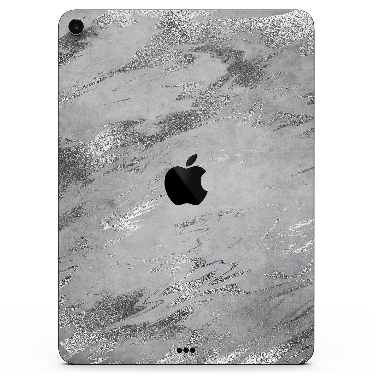 Dark Silver Marble Swirl V9 skin decal for Apple iPad, showcasing a stylish marble design with a smooth finish.