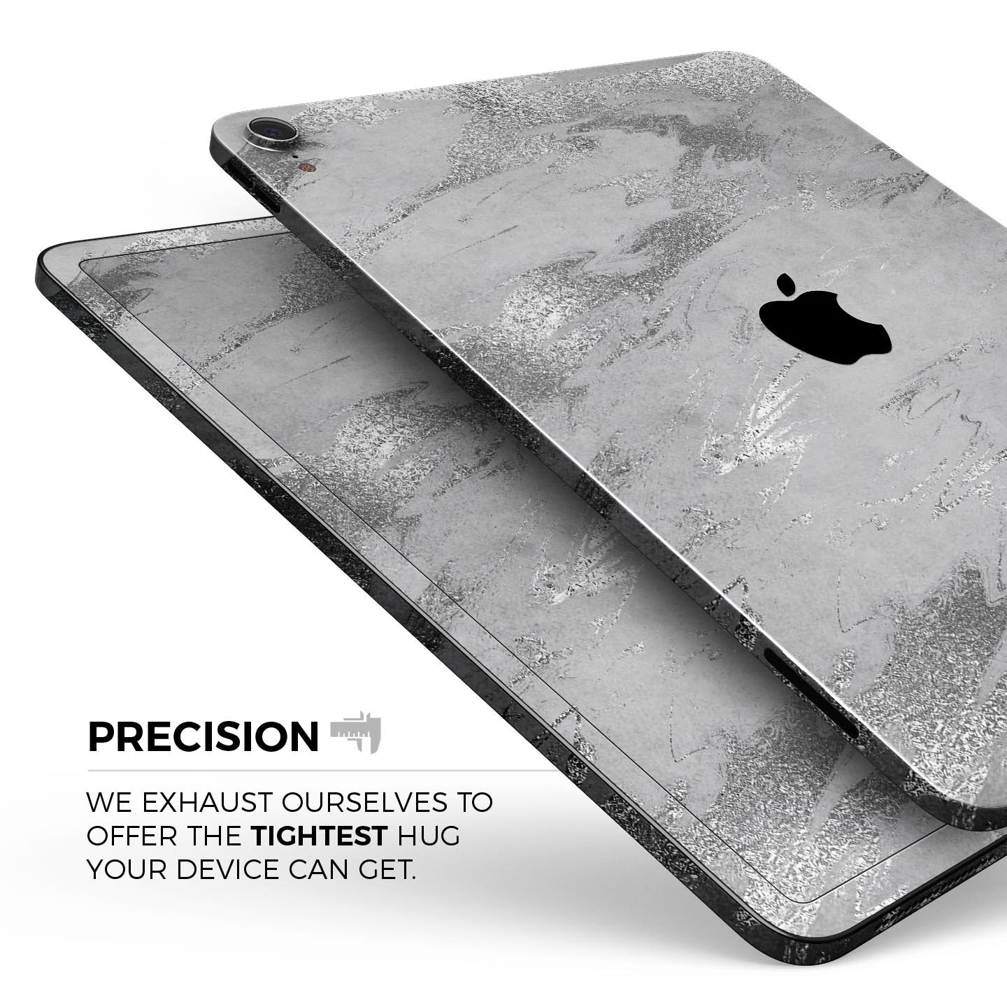 Dark Silver Marble Swirl V9 skin decal for Apple iPad, showcasing a stylish marble design with a smooth finish.