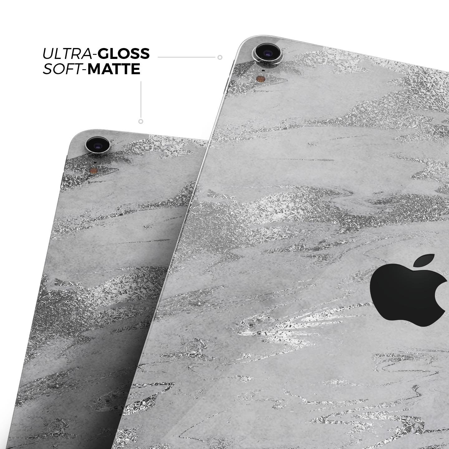 Dark Silver Marble Swirl V9 skin decal for Apple iPad, showcasing a stylish marble design with a smooth finish.