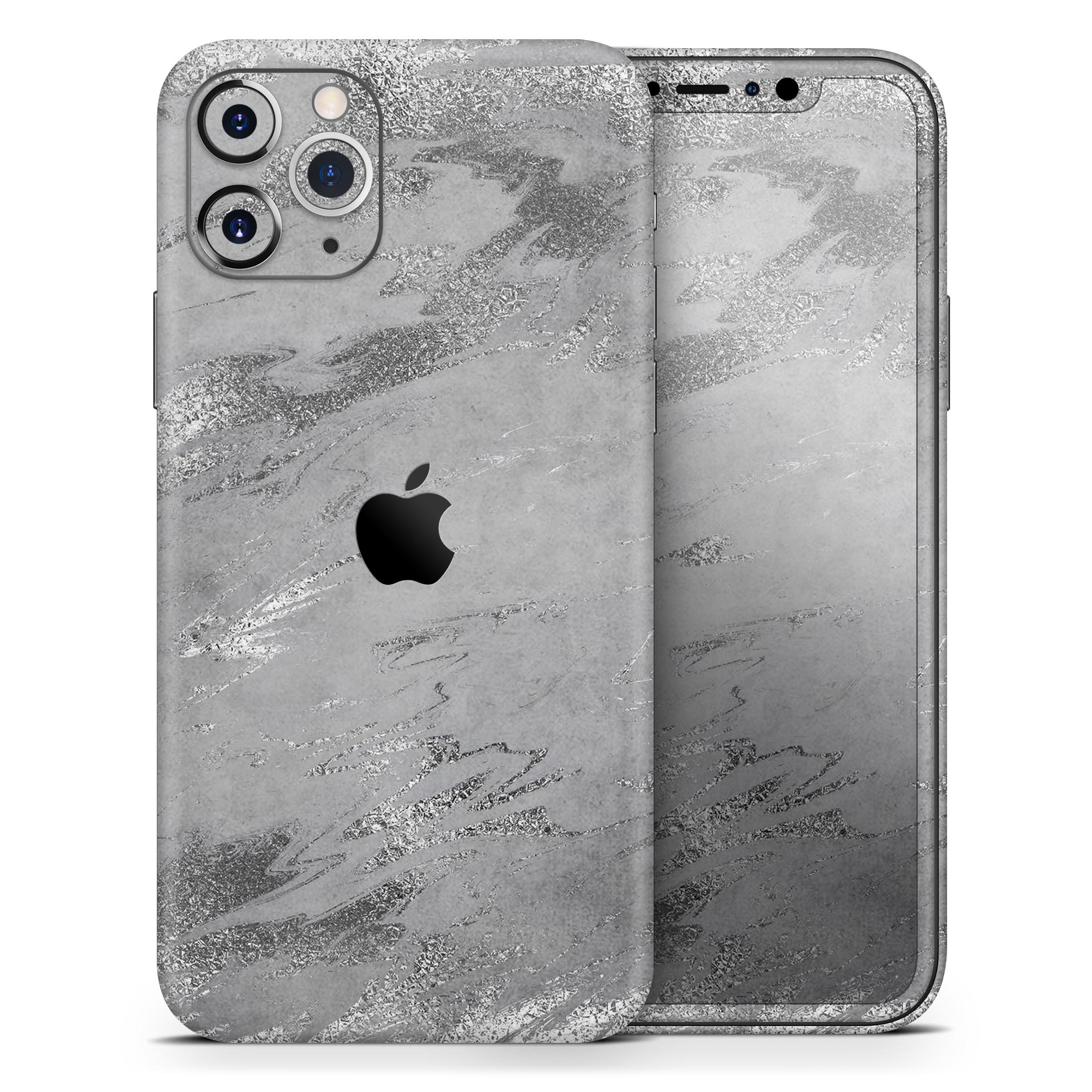 Dark Silver Marble Swirl V9 skin for Apple iPhone, showcasing a stylish design with a glossy finish.