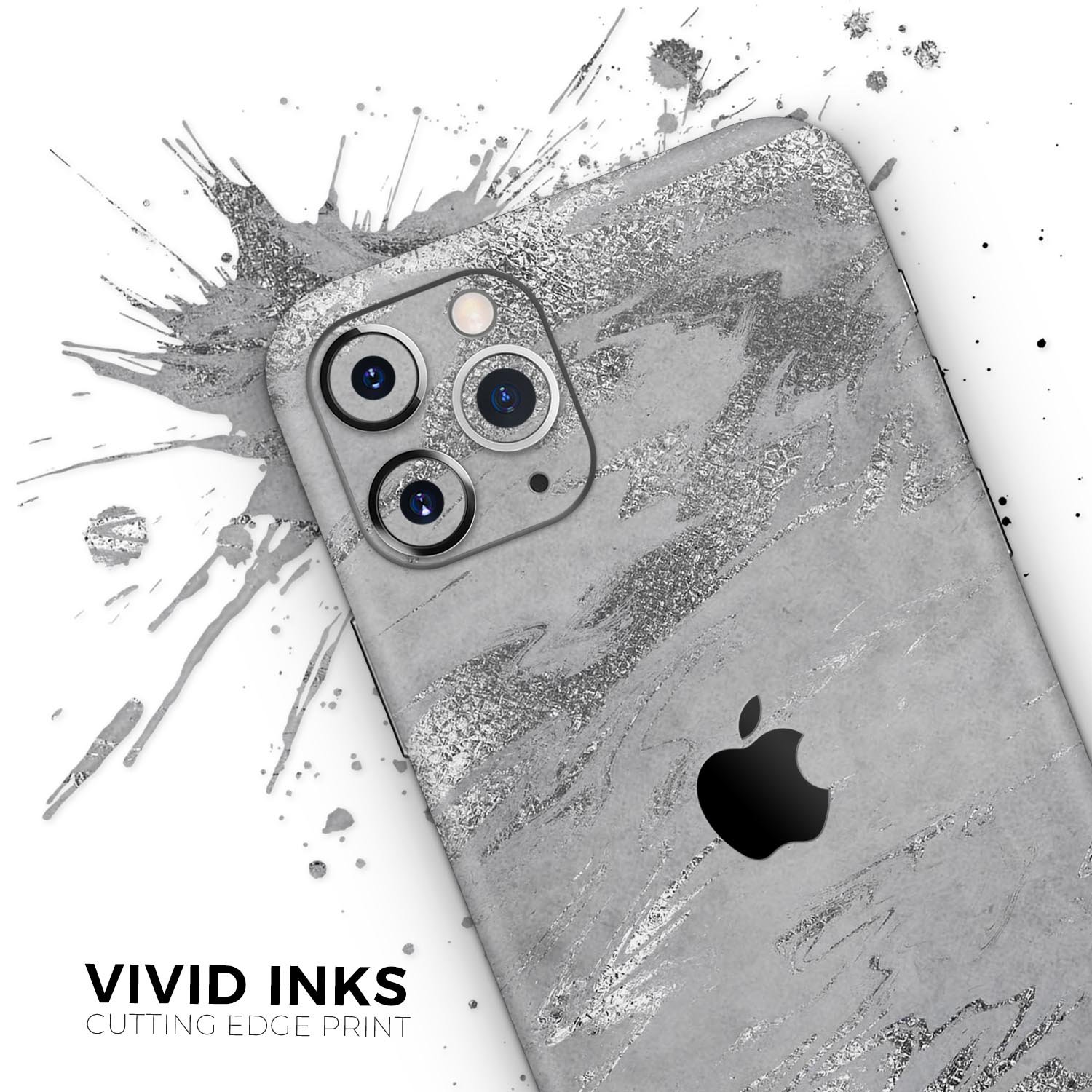 Dark Silver Marble Swirl V9 skin for Apple iPhone, showcasing a stylish design with a glossy finish.