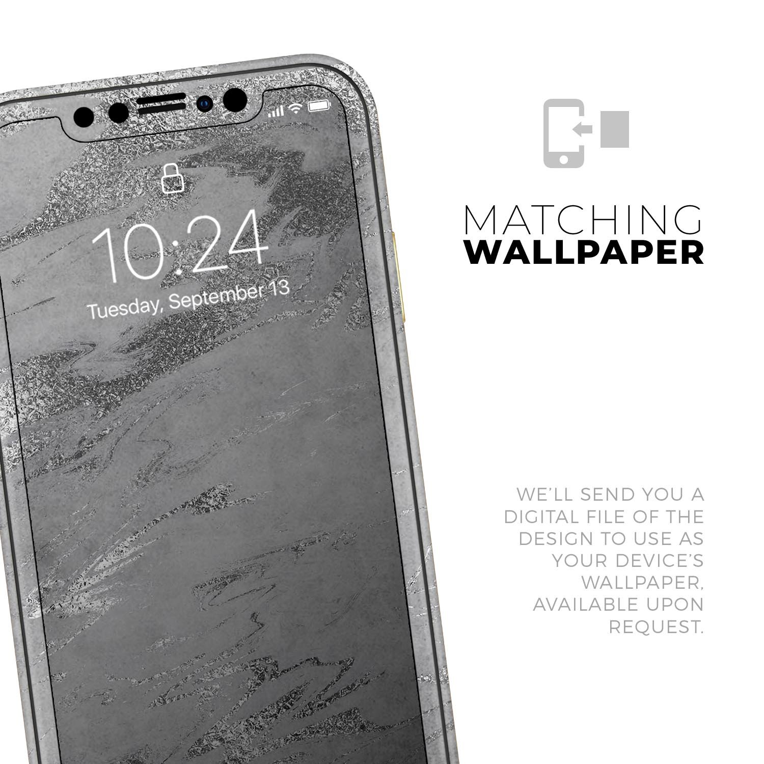 Dark Silver Marble Swirl V9 skin for Apple iPhone, showcasing a stylish design with a glossy finish.