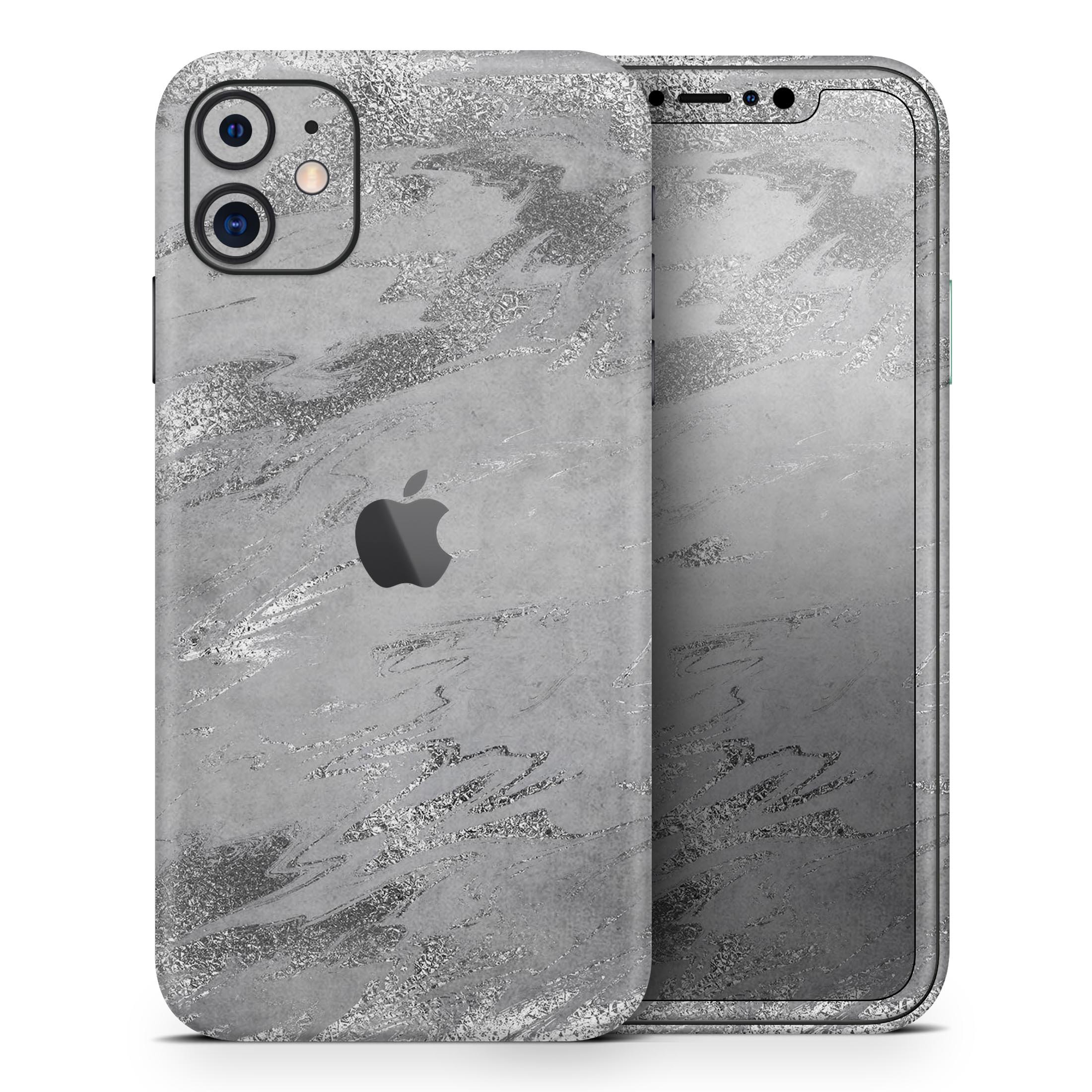 Dark Silver Marble Swirl V9 skin for Apple iPhone, showcasing a stylish design with a glossy finish.