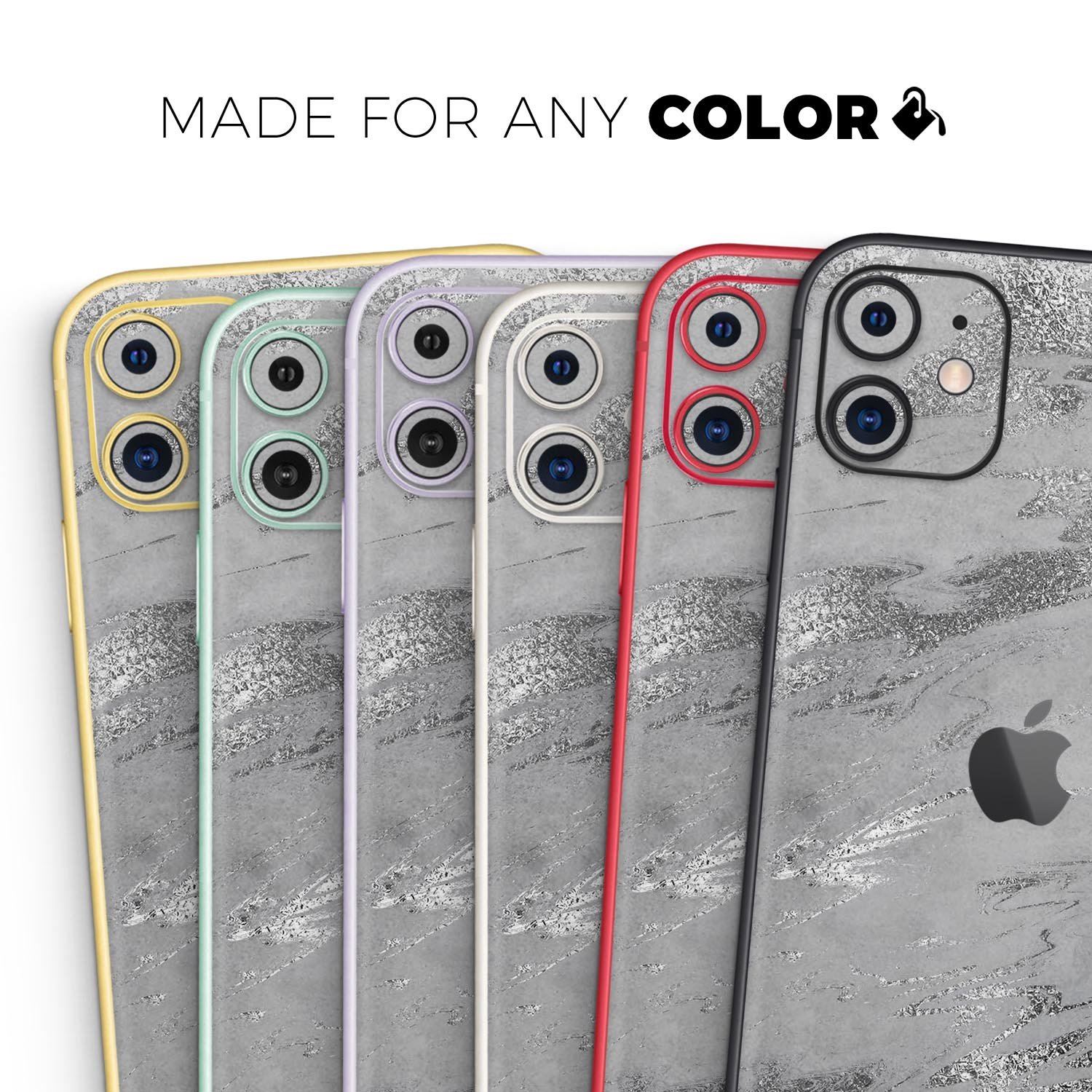 Dark Silver Marble Swirl V9 skin for Apple iPhone, showcasing a stylish design with a glossy finish.