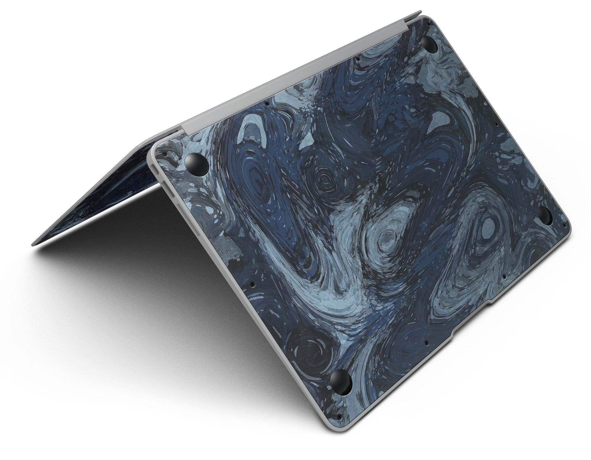 Dark Slate Marble Skin Kit for MacBook Air, showcasing a sleek marble design that enhances the device's appearance while providing protection.