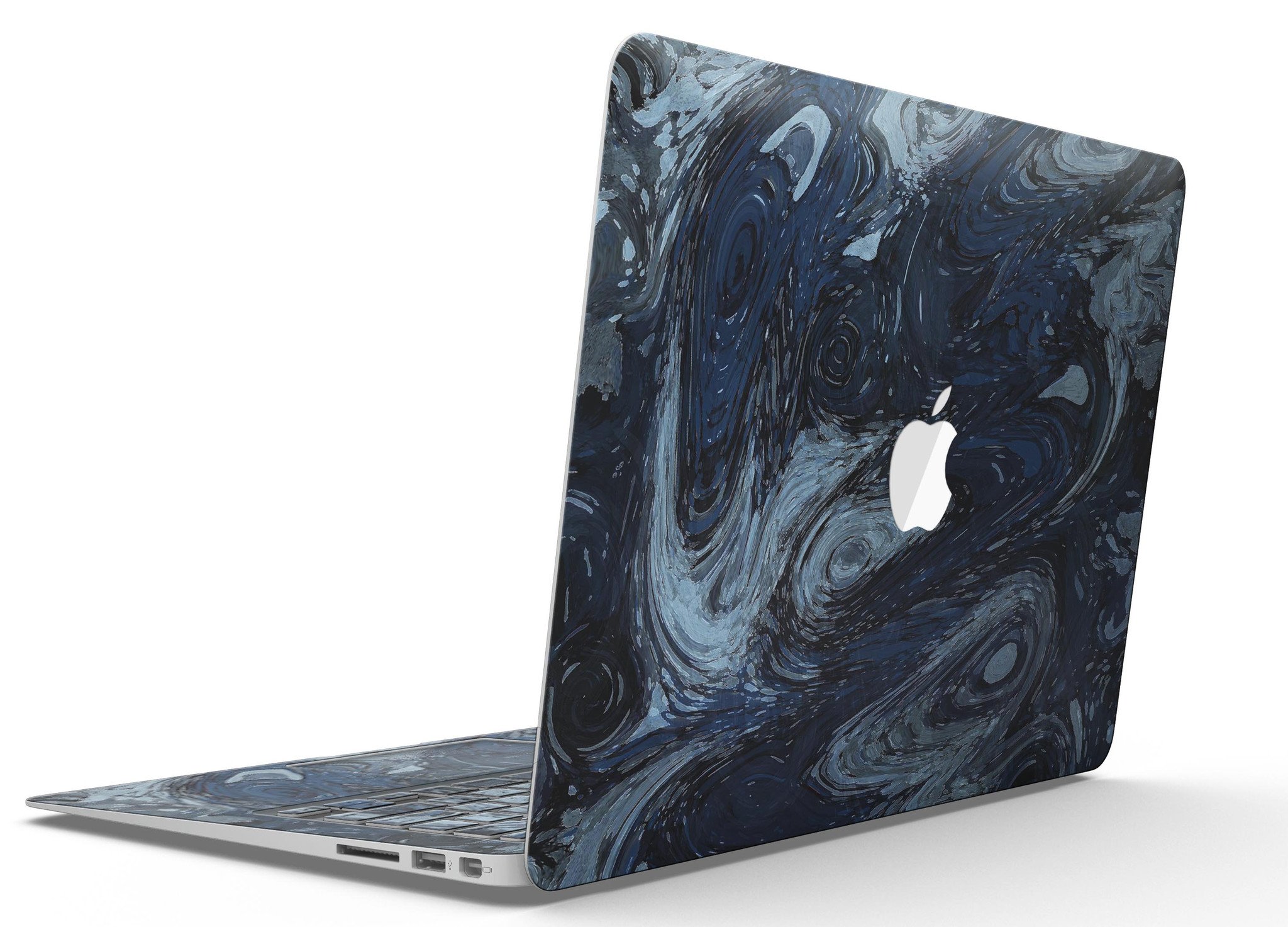 Dark Slate Marble Skin Kit for MacBook Air, showcasing a sleek marble design that enhances the device's appearance while providing protection.