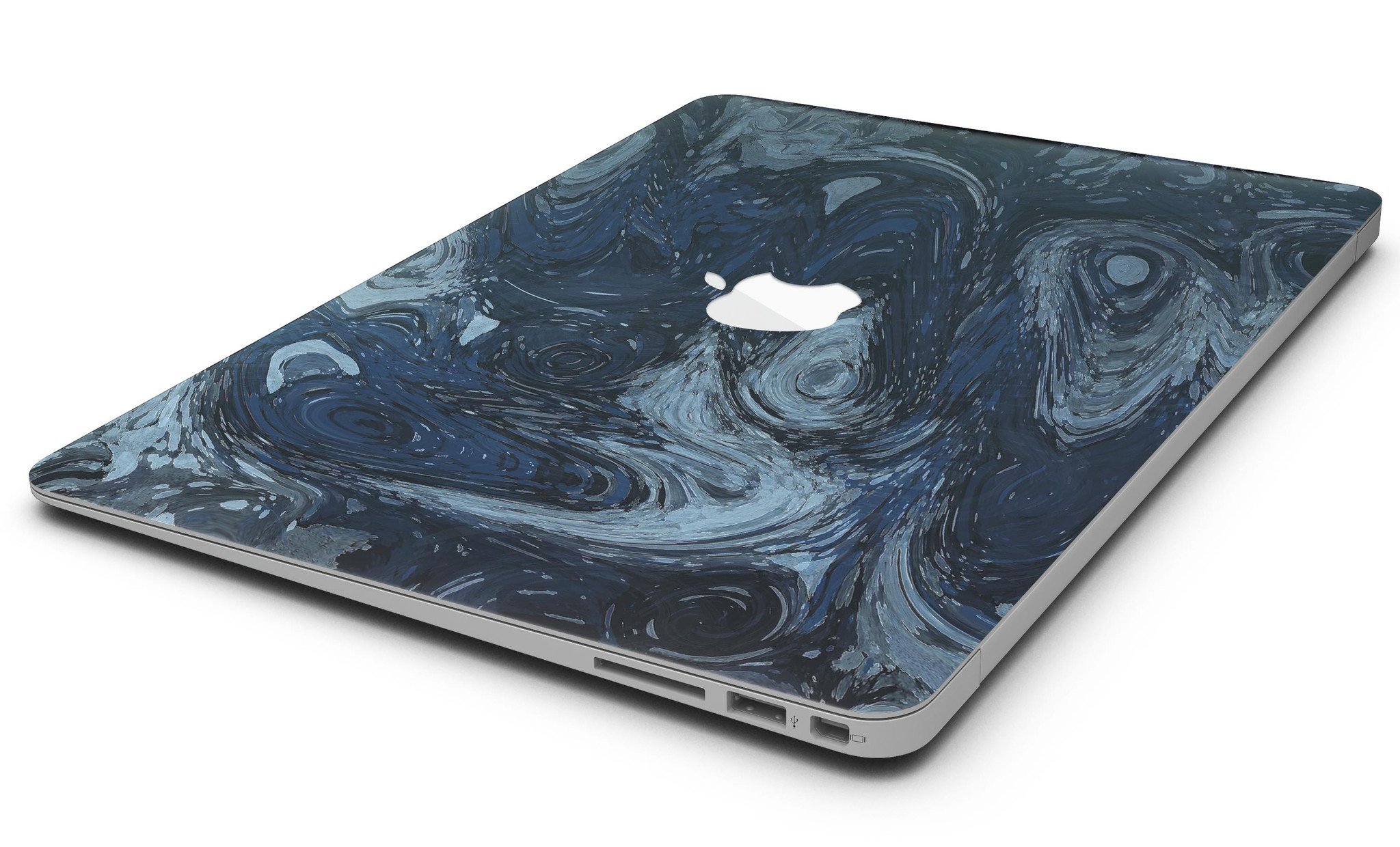 Dark Slate Marble Skin Kit for MacBook Air, showcasing a sleek marble design that enhances the device's appearance while providing protection.